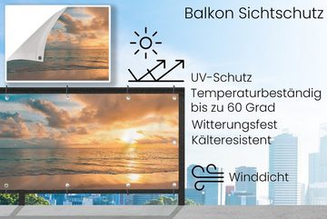 MuchoWow Balkonsichtschutz Strand - Sommer - Sonnenuntergang - Wolken - Meer (1-St) Balkonbanner, Sichtschutz für den Balkon, Robustes und wetterfest