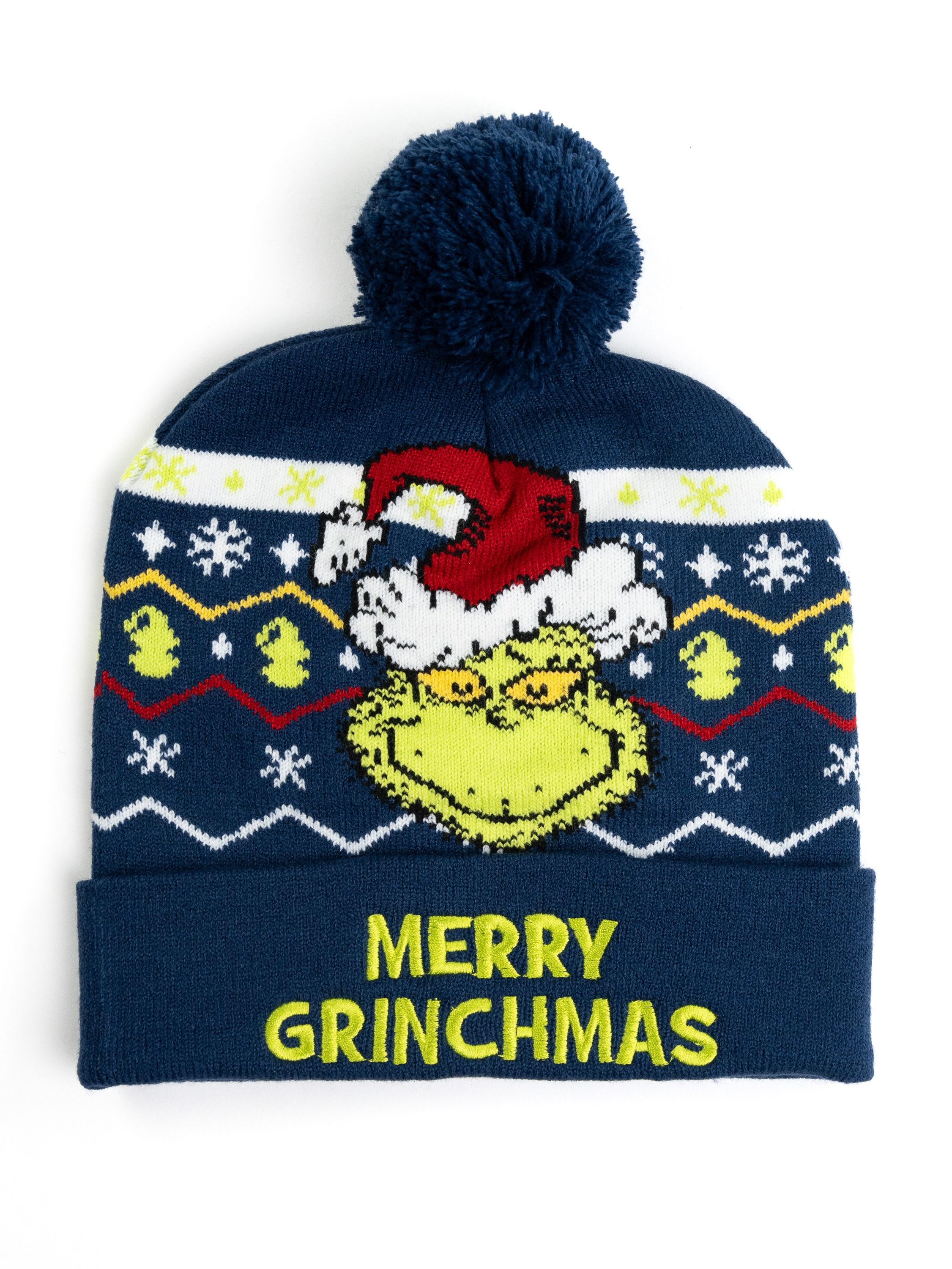 United Labels® Strickmütze The Grinch Strickmütze Wintermütze mit Bommel Mütze