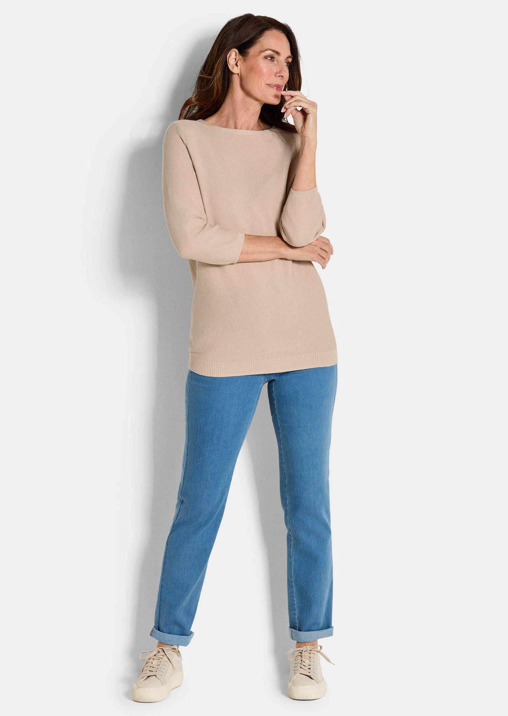 GOLDNER Strickpullover Kurzgröße: Eleganter Baumwollpullover, Halbarm Leich günstig online kaufen