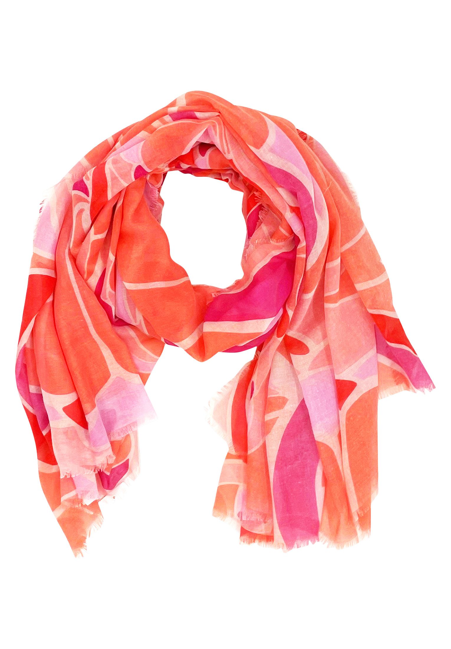 Betty Barclay Modetuch Damen mit Blumenprint, Fransen