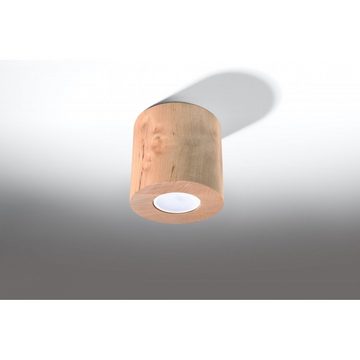 SOLLUX lighting Deckenleuchte Deckenlampe Deckenleuchte ORBIS Natural Holz, 1x GU10, ca. 10x10x10 cm