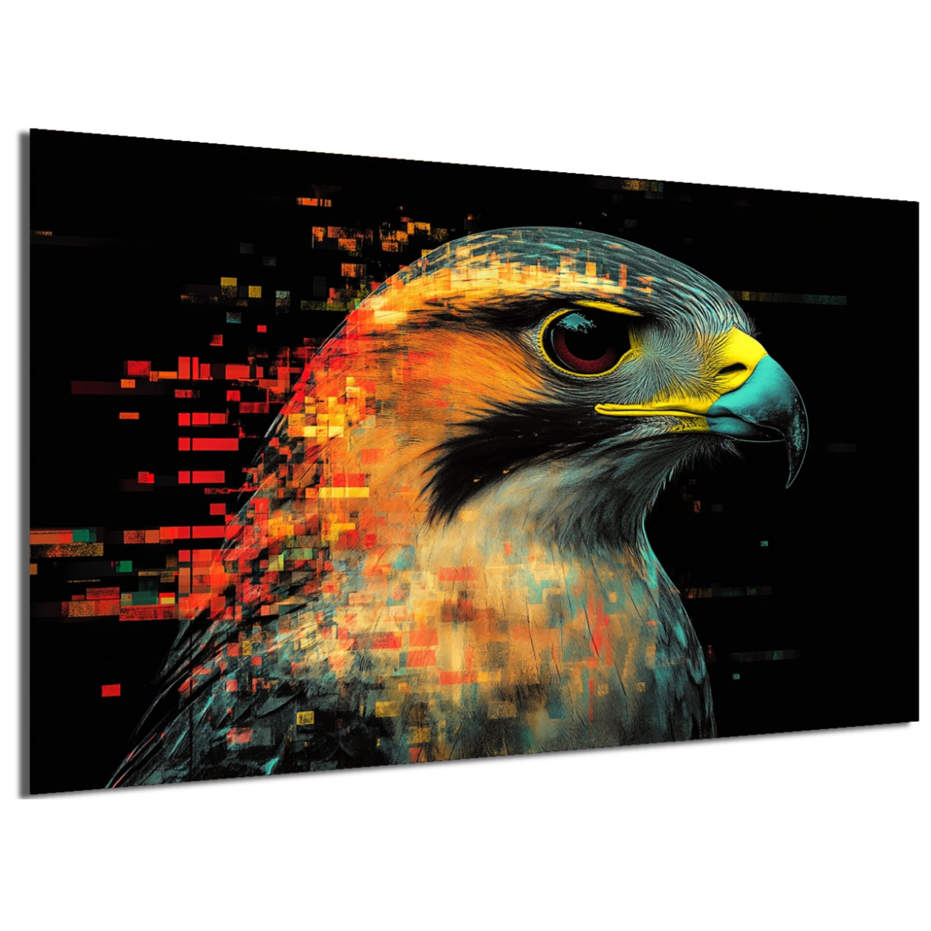 DARO Design Leinwandbild Modern Abstrakt Wandbilder XXL Wandbild Wand Deko Leinwand Bilder, (Bussard Warhol Glitch - Bild groß Wahnzimmer Schlafzimmer Küche Esszimmer Einteilig Querformat Fotodruck Leinwände Wanddeko Abstrakte Kunst Boho), 30x20cm