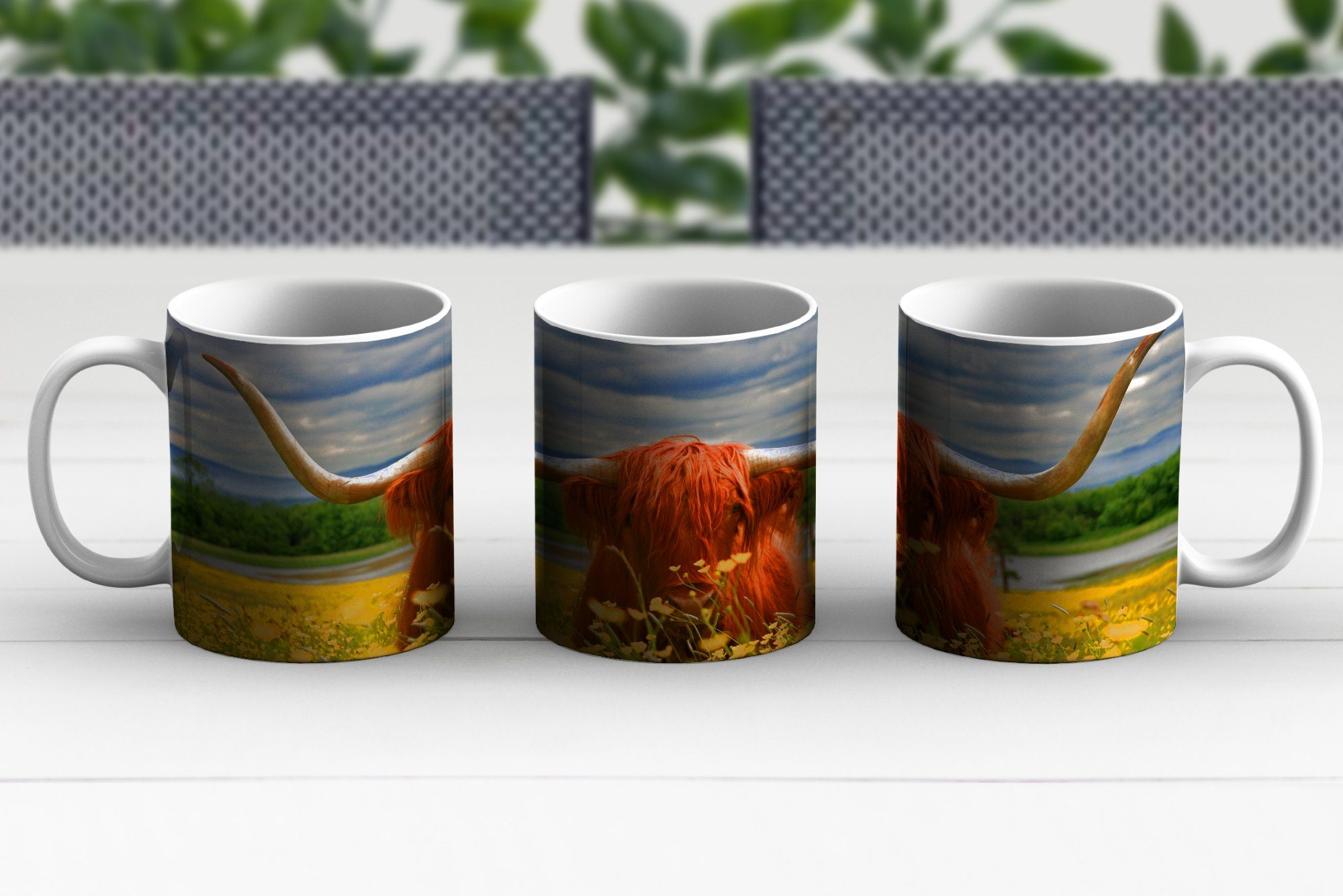 MuchoWow Schottischer Blumen, - Teetasse, Tiere Kaffeetassen, Geschenk Highlander Tasse - Becher, Teetasse, Keramik,