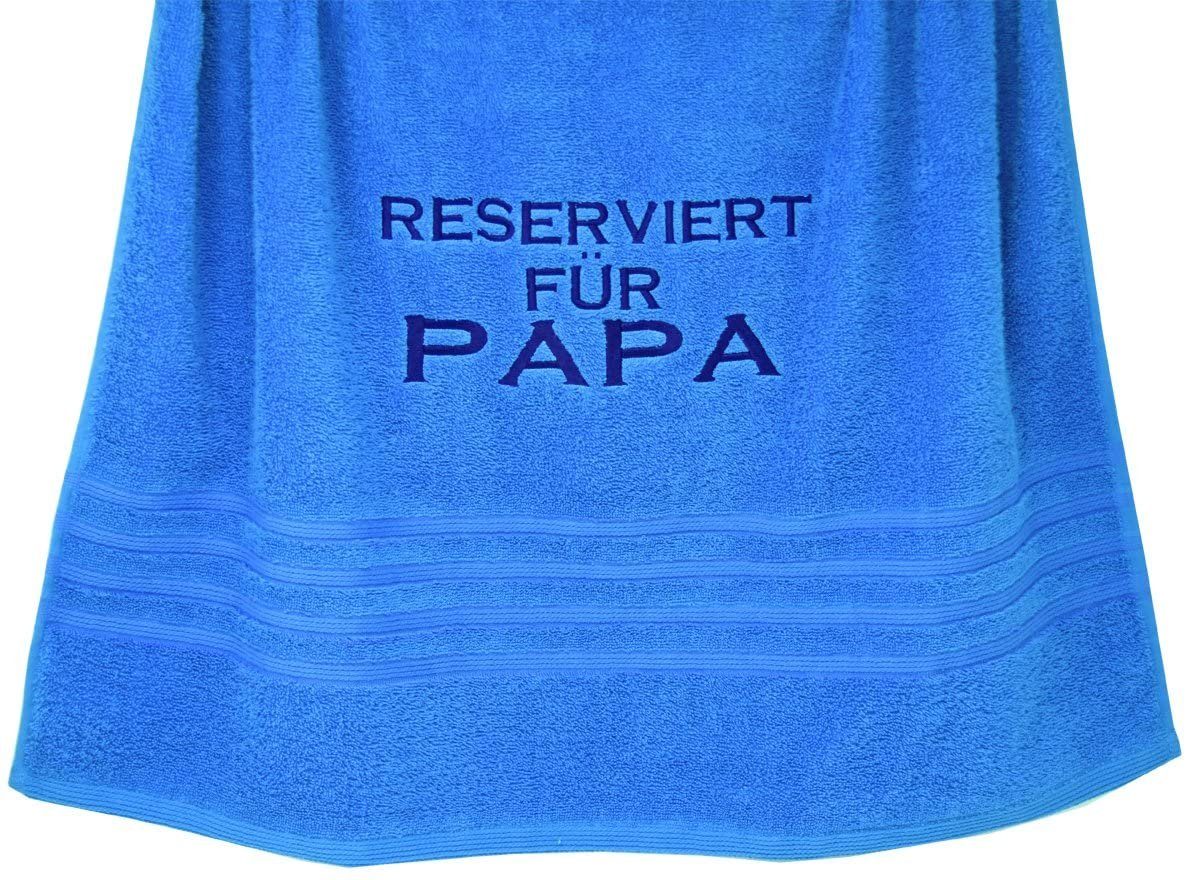Lashuma Duschtuch Reserviert für Papa, Frottee (1-St), Robustes Frotteetuch Bestickt, Badetuch 70x140 cm Capri Blau