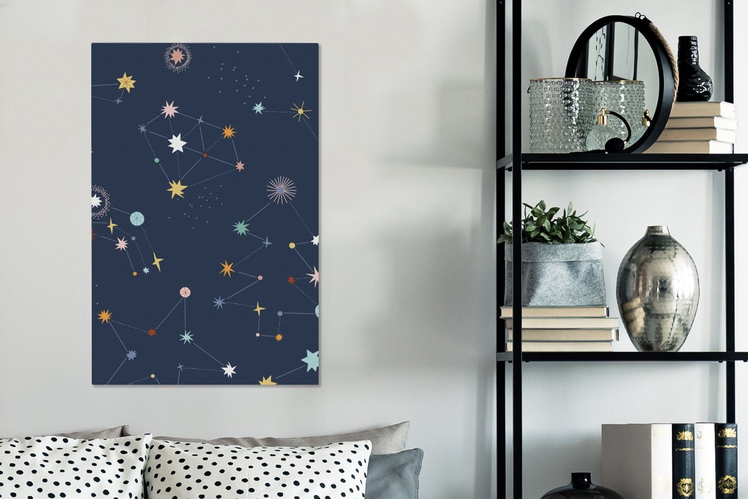 Leinwandbild St), - 40x60 (1 Schlafzimmer, Sterne - Leinwand Kinder, für OneMillionCanvasses® Wohnzimmer Bilder Illustrationen bunt cm