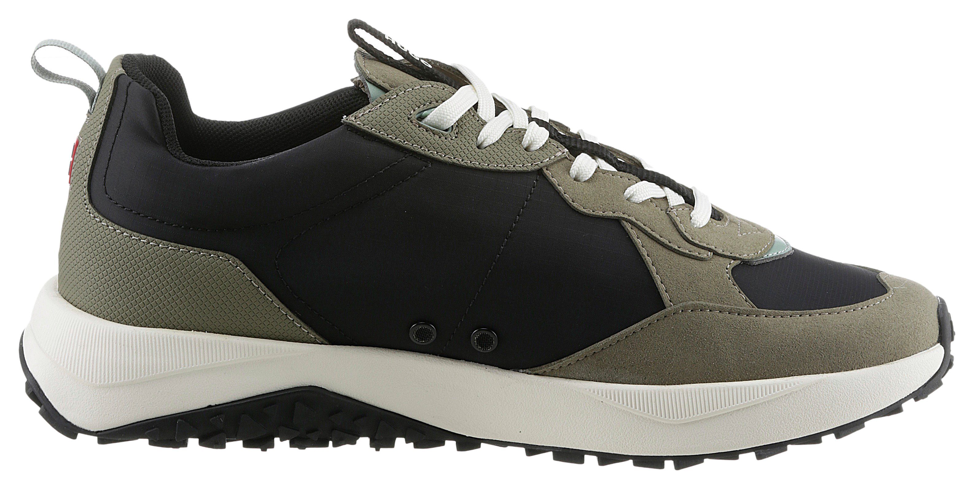 mit Anziehlasche HUGO Kane_Runn Sneaker khaki-schwarz