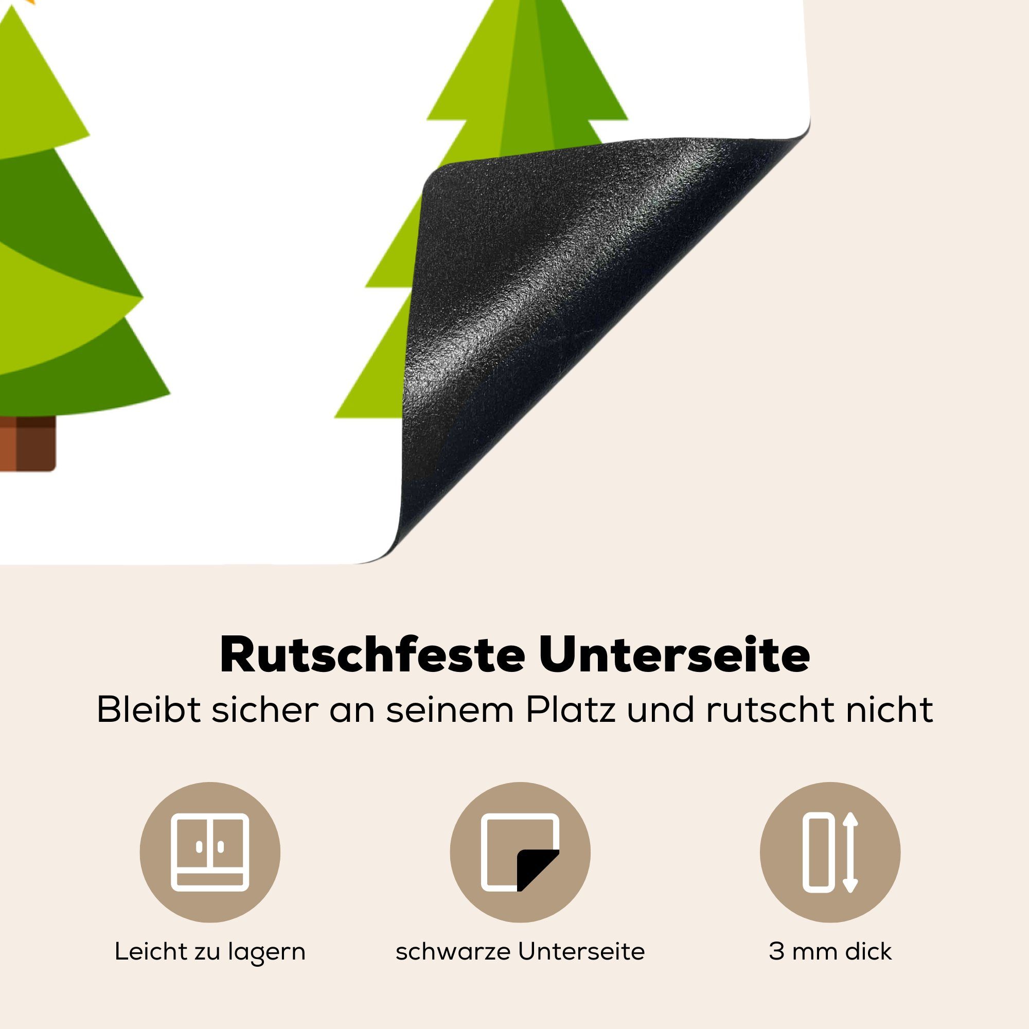 MuchoWow Herdblende-/Abdeckplatte Muster - Weihnachtsbaum, Ceranfeldabdeckung, tlg), für Arbeitsplatte Vinyl, küche (1 78x78 cm