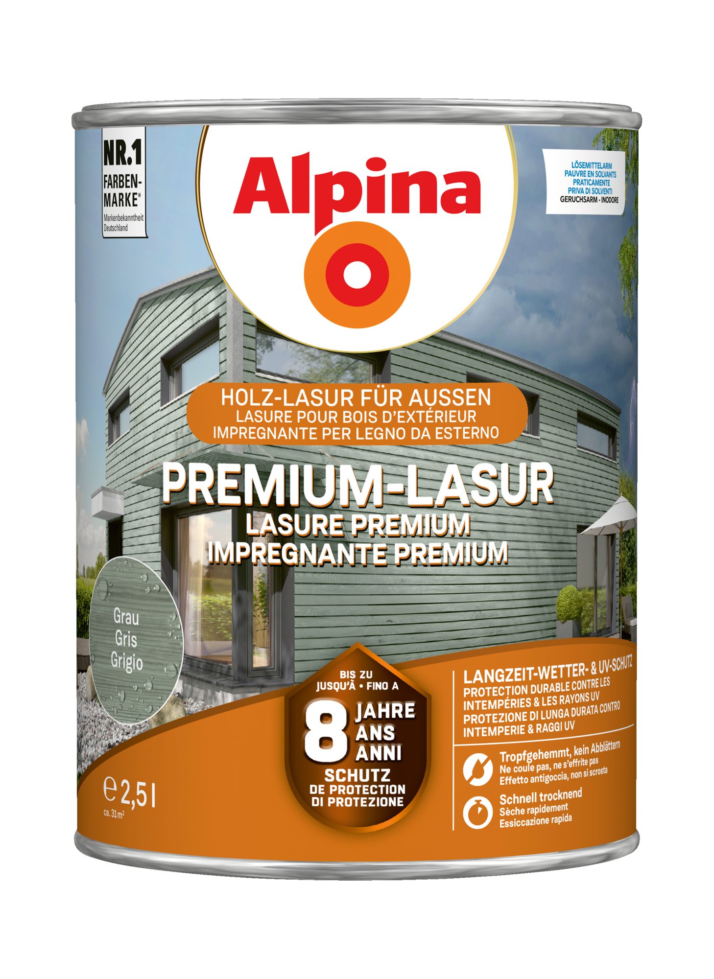 Alpina Lasur Premium-Lasur 2,5 Liter seidenmatt