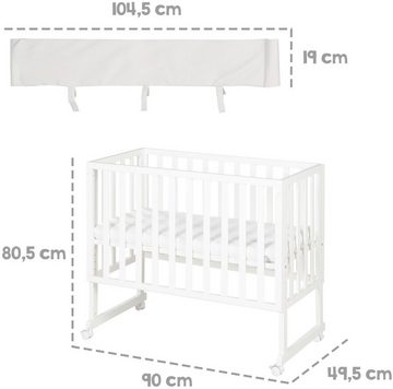 roba® Stubenbett 3in1 roba Style, weiß/silbergrau, mit 4 Rollen, Matratze, Nestchen und Sicherheitsbarriere