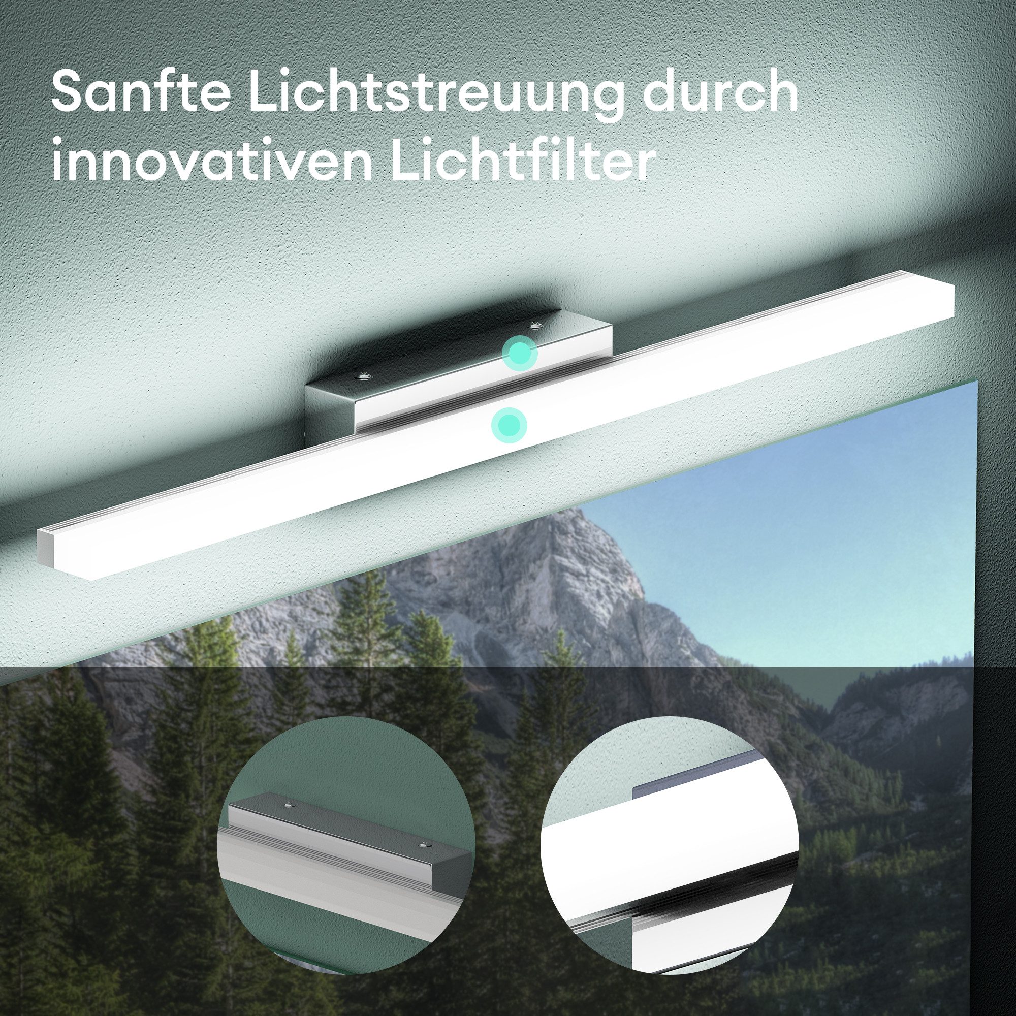 Mai & Mai LED Spiegelleuchte Spiegellamp Badleuchte Wandleuchte 6000K Badlampe Spiegelstrahl