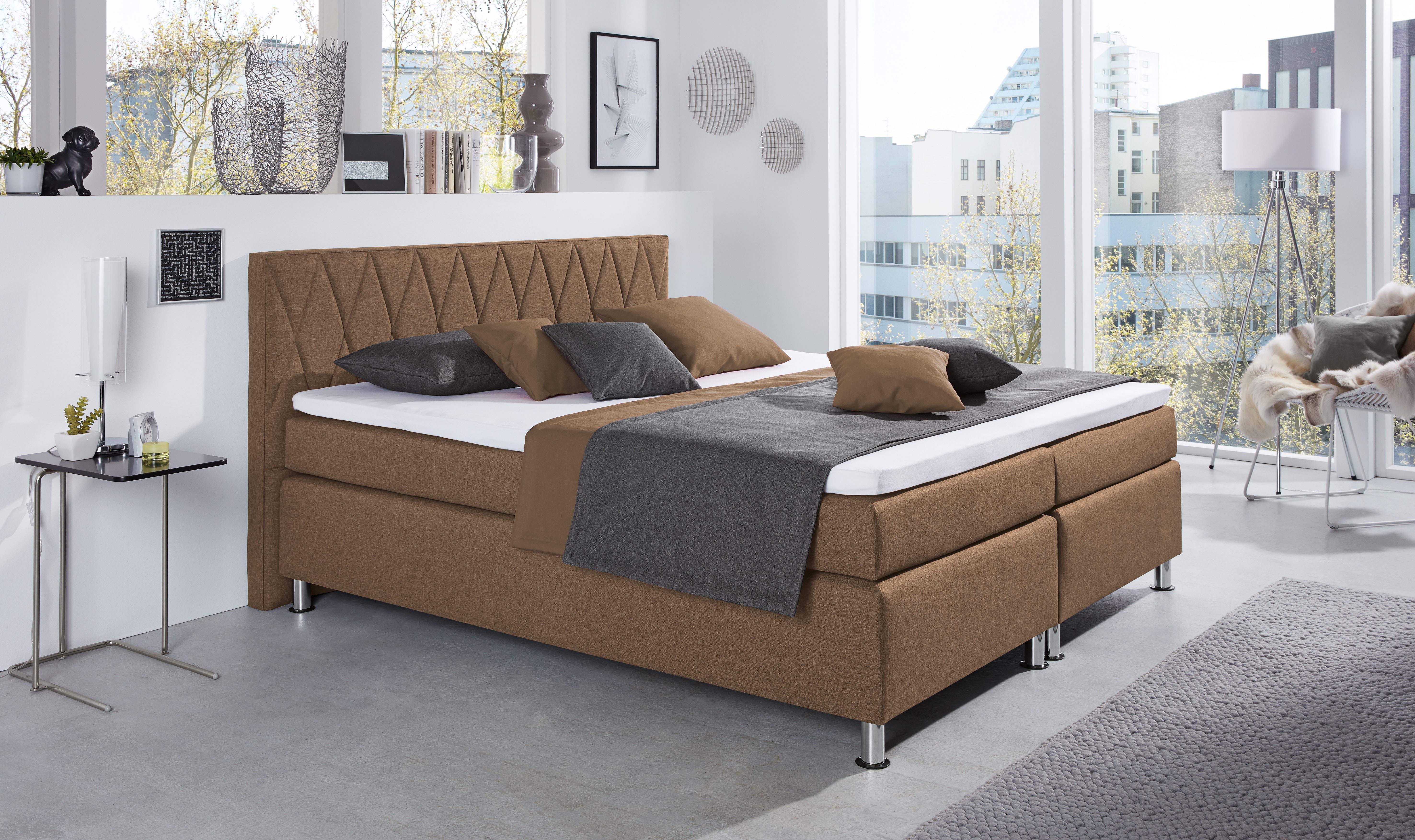 hapo Boxspringbett ATLANTA (Topper separat erhältlich), erhältlich in verschiedenen Breiten, Farben & Maratzenarten