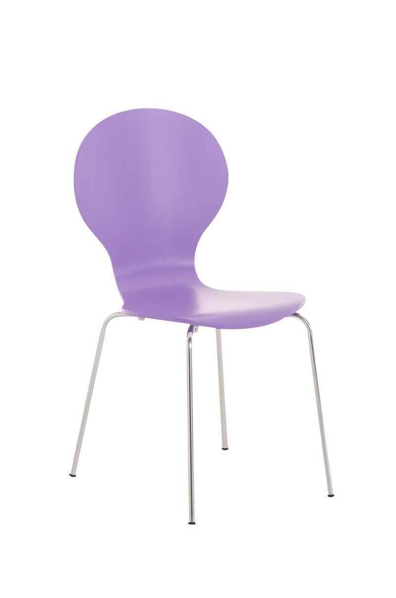 TPFLiving Besucherstuhl Daggy mit ergonomisch geformter Sitzfläche - Konferenzstuhl (Besprechungsstuhl - Warteraumstuhl - Messestuhl), Gestell: Metall chrom - Sitzfläche: Holz lila