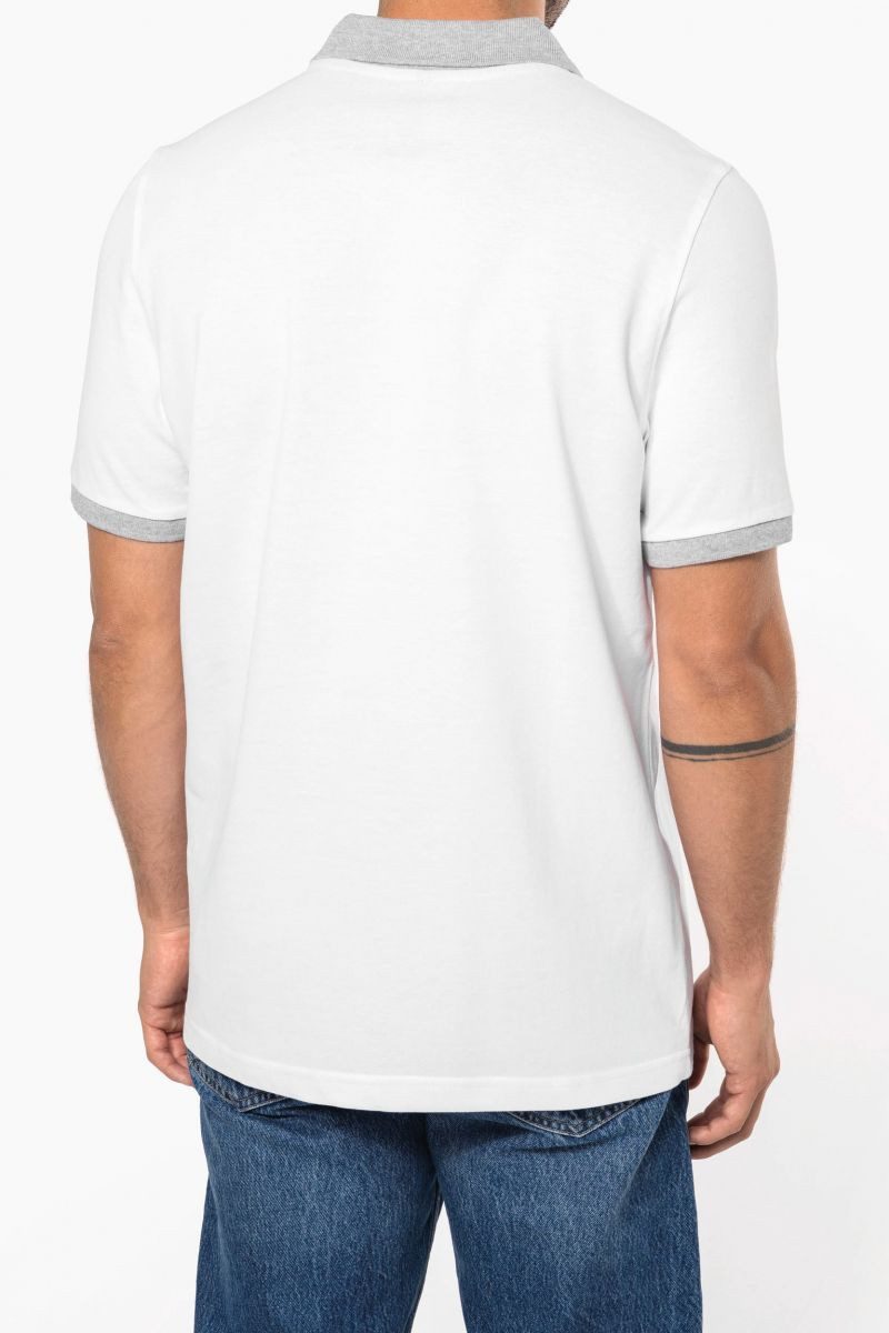 Kariban Langarm-Poloshirt Zweifarbiges Piqué-Polohemd für Herren