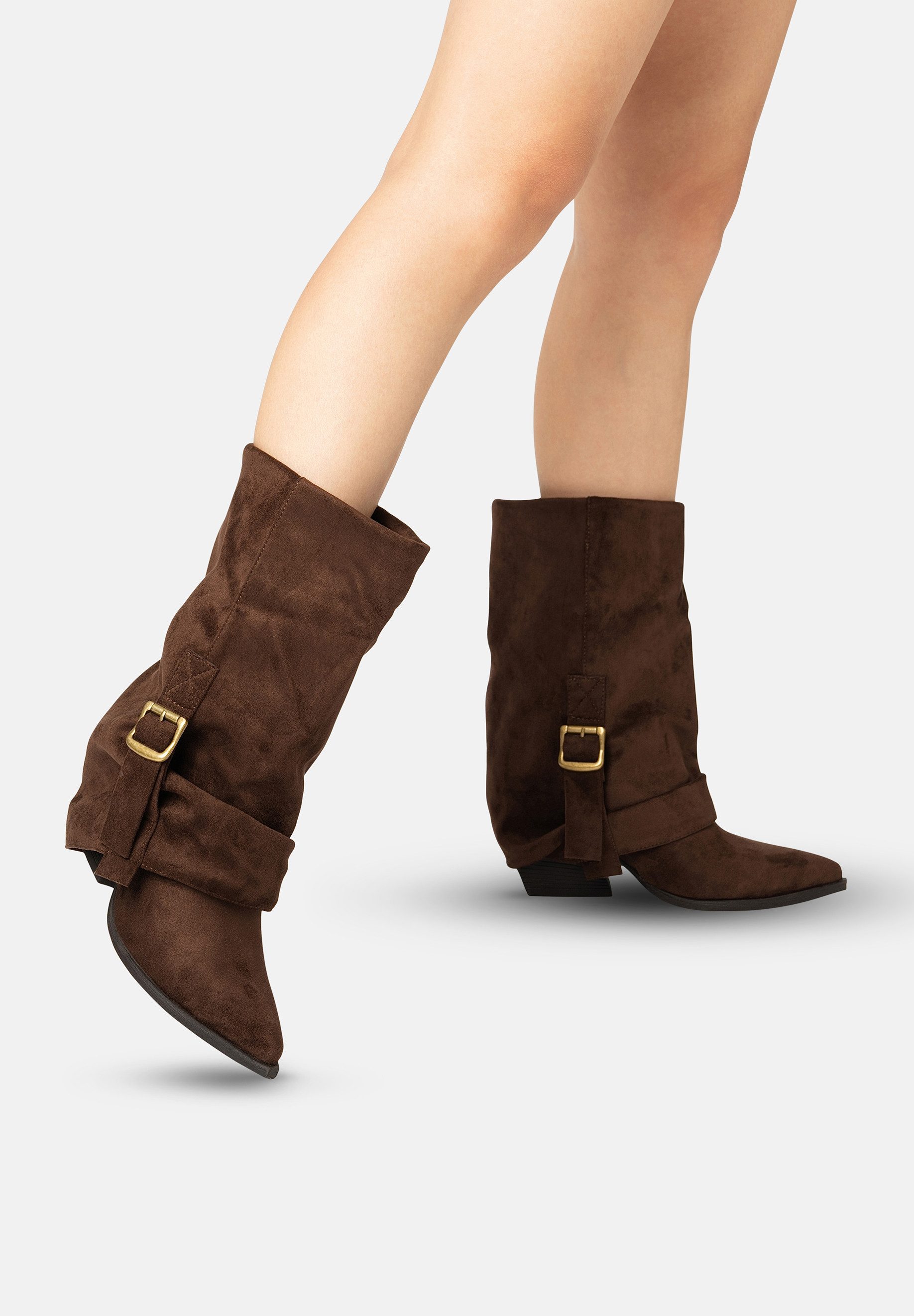 Day Vine Damen Cowboy Boots in Wildlederoptik – Westernstil mit Schnallen Stiefel
