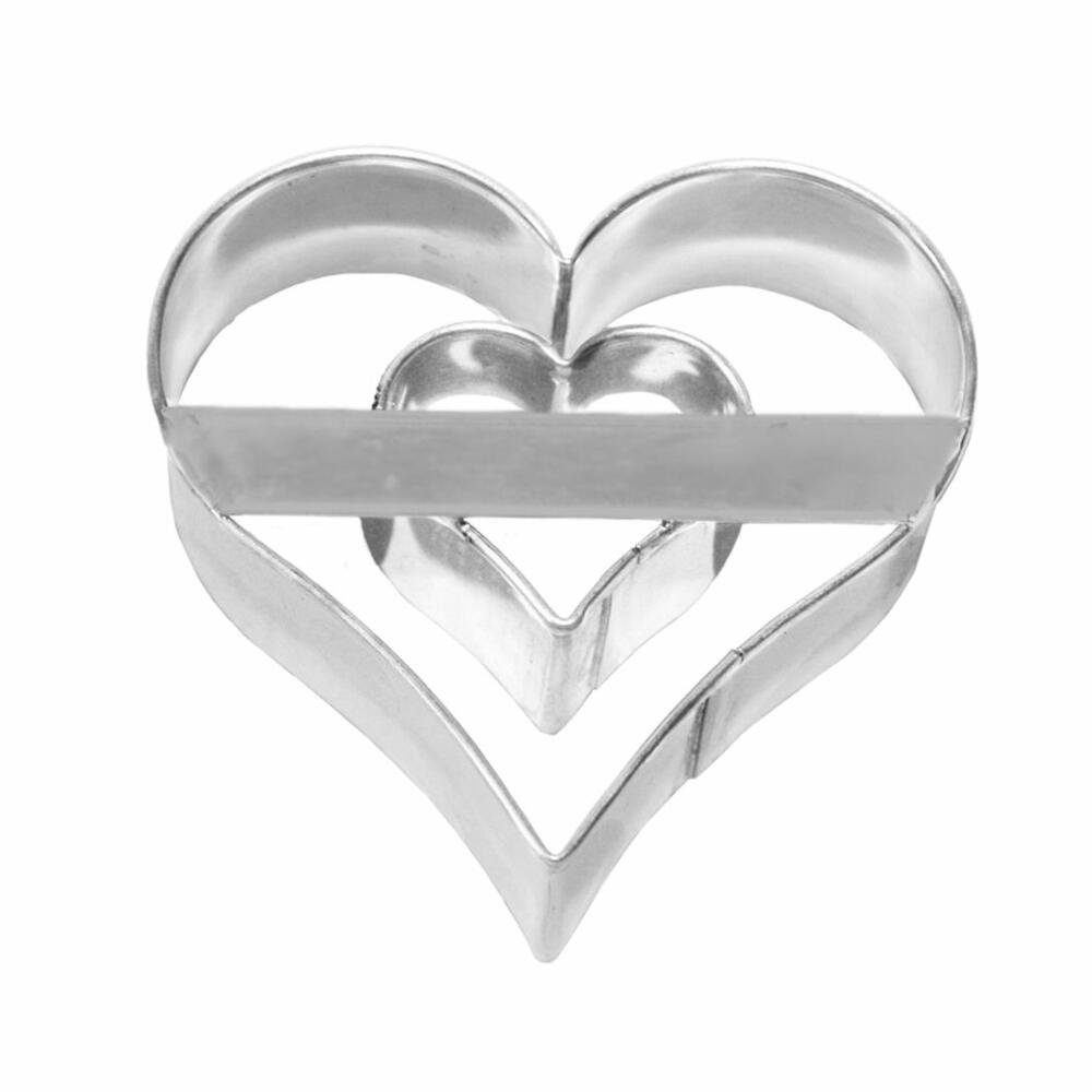 Birkmann Ausstechform Herz mit Innenherz 6 cm, Weißblech