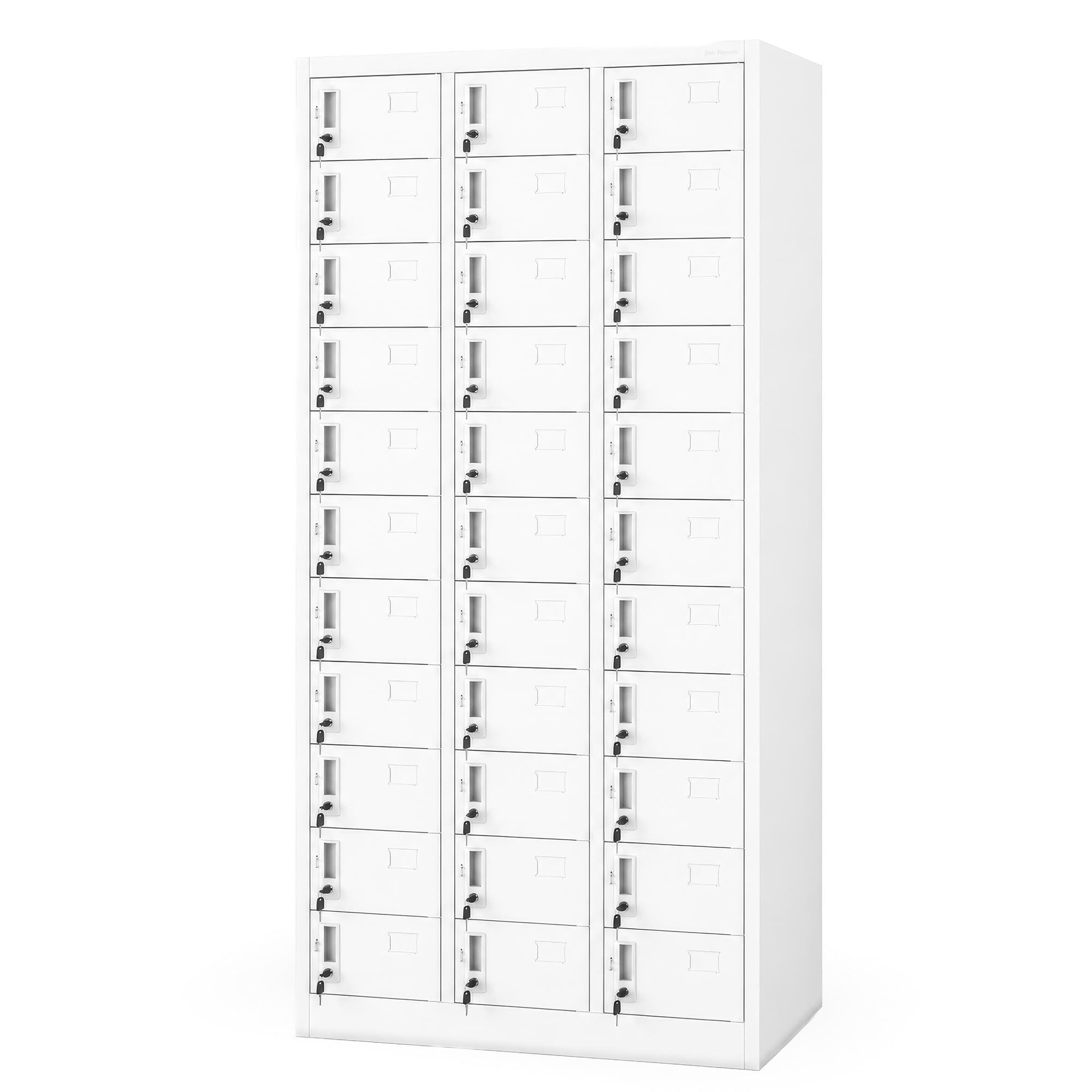 Jan Nowak Mehrzweckschrank Metall Wertfachschrank OLIVER 90 cm 33 Fächer abschließbar (Schließfachschrank Depotschrank Büro Betrieb Sozialraum, 0,6 mm 185 x 90 x 45 cm Lüftungsschlitze Wandmontage 6 kg) Namensschildhalter Zylinderschloss je Fach PZH 6 Farben