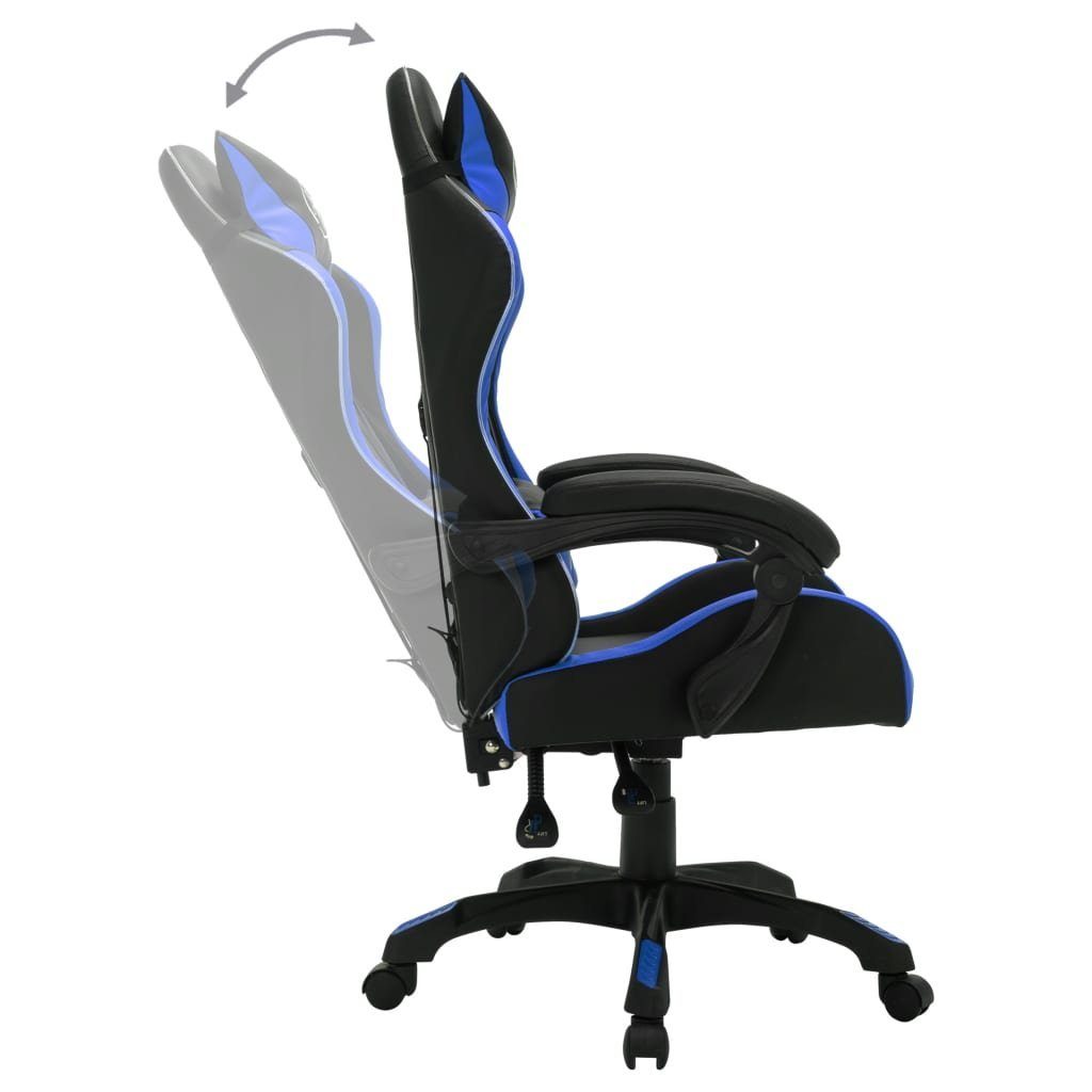 vidaXL LED-Leuchten Bürostuhl Bürostuhl mit und RGB Kunstlede Gaming-Stuhl Blau Schwarz