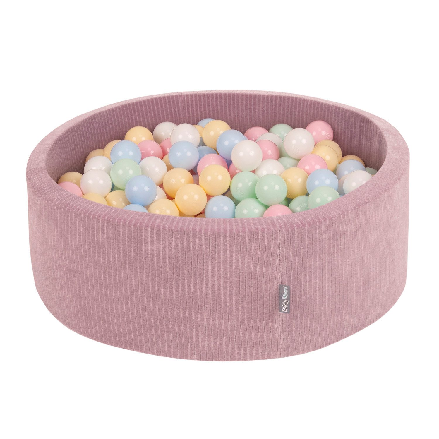KiddyMoon Bällebad OK30VS, (Bällepool mit bunten Bällen, 200-tlg., abnehmbarer Bezug mit Reißverschluss), Schaumstoff-Bällebad mit Rippenstrickstoff in vielen Farben