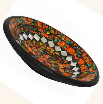SIMANDRA Dekoschale Mosaik Schale rund mit Spiegel ø ca. 14 cm (1 Stück)