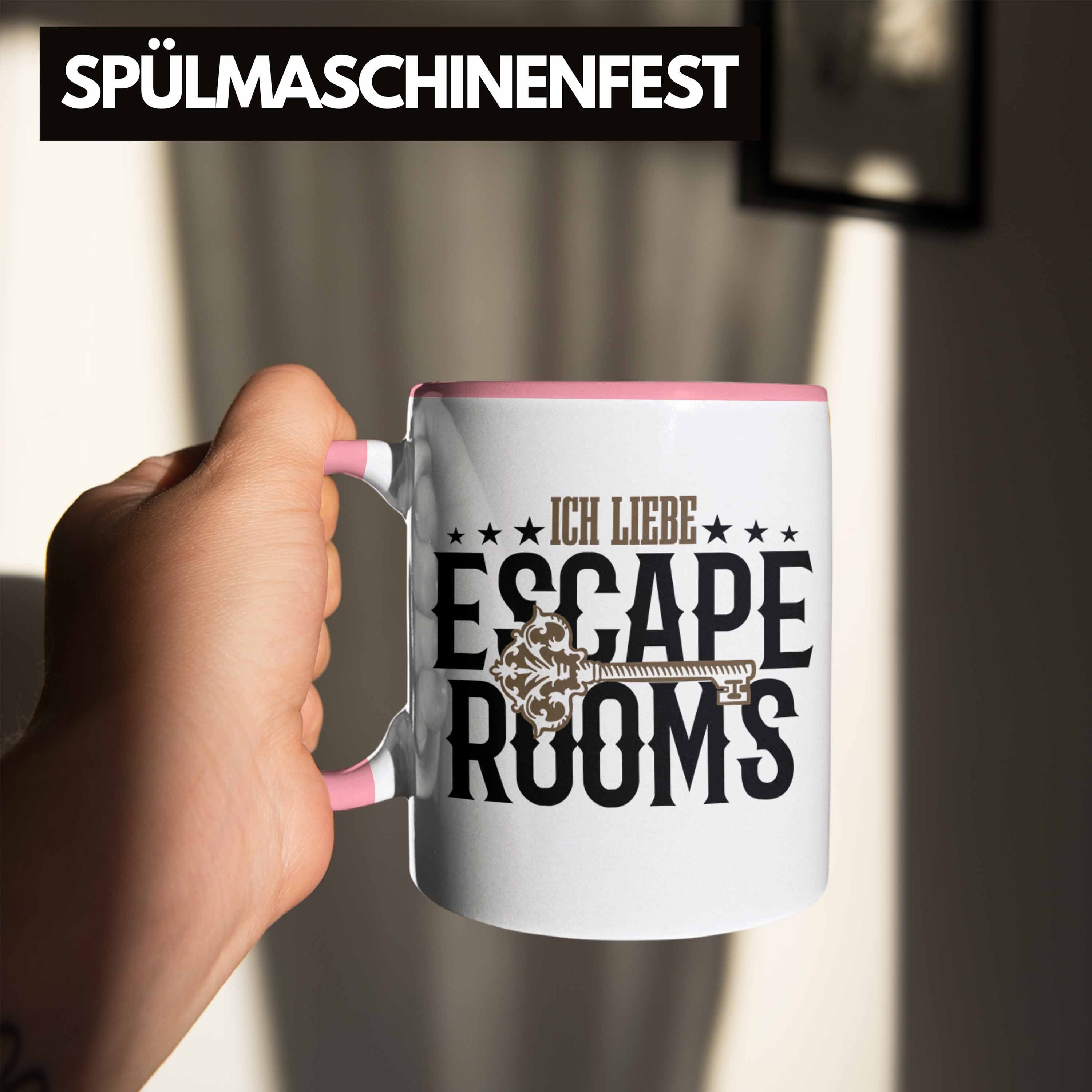 Escape Tasse Room Geschenkidee Lustige Trendation Tasse Escape Fans Room Rosa