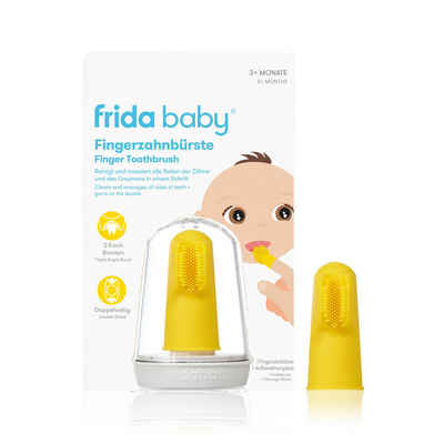 Frida Lernzahnbürste Fingerzahnbürste für Kinder im Alter zwischen 3 Monaten und 2 Jahren, dreiseitiges Borstendesign reinigt alle Zahnseiten auf einmal