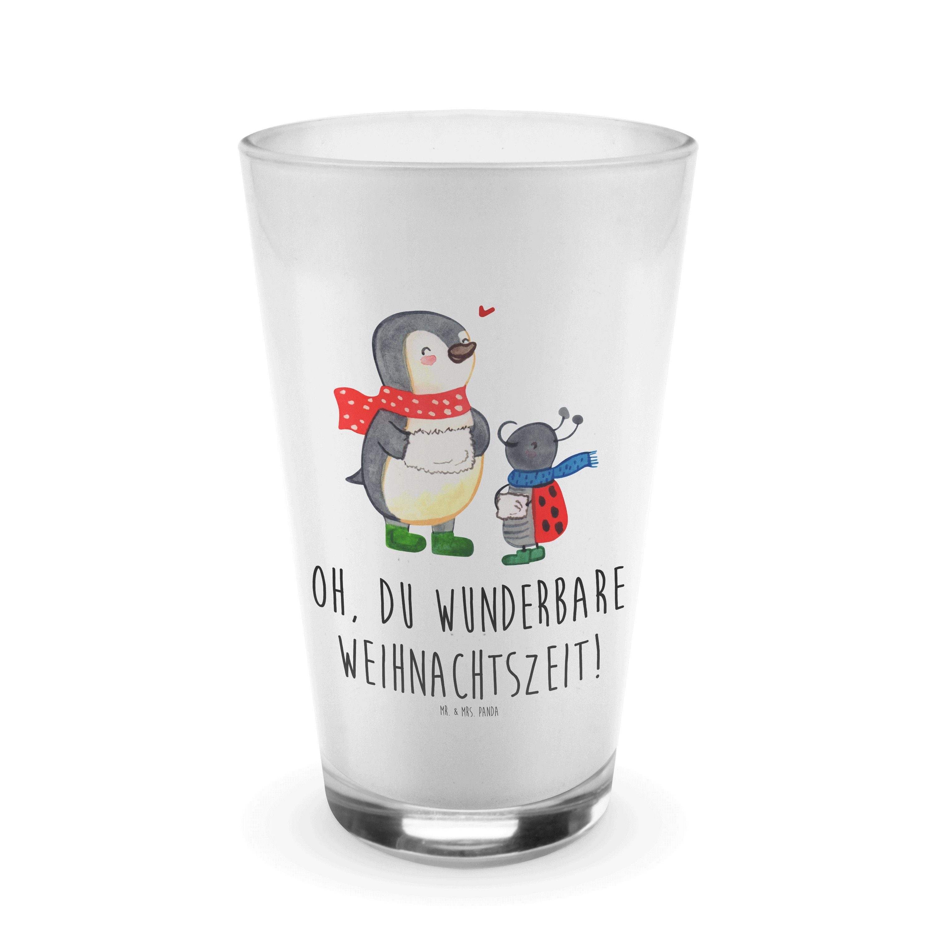 - Glas Mr. Panda T, Winterzeit Cappuccino Geschenk, Transparent Mrs. & Smörle Heiligabend, Premium Glas -