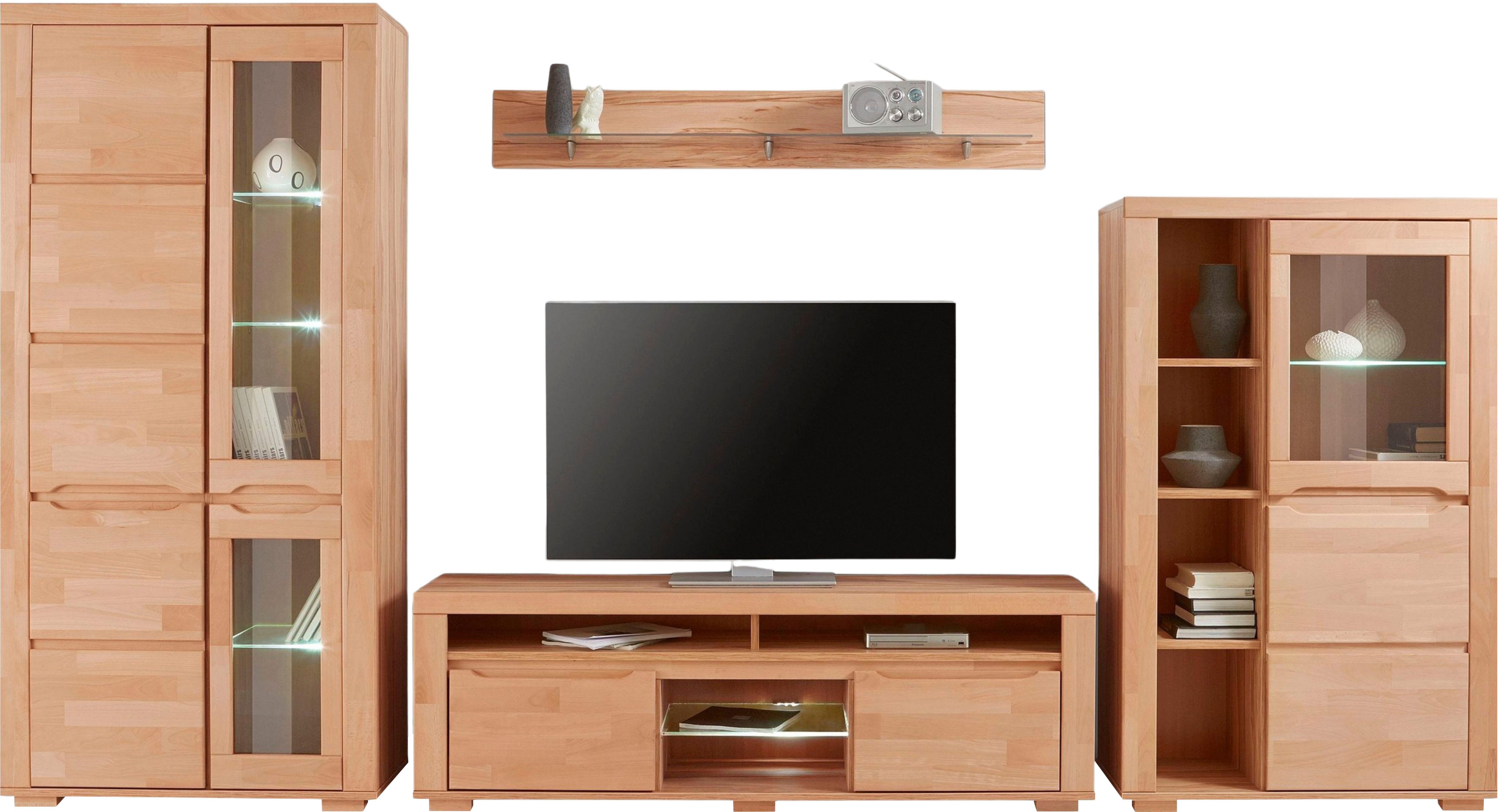 OTTO home Wohnwand Denis, (Set, 4-St), teilmassives Holz