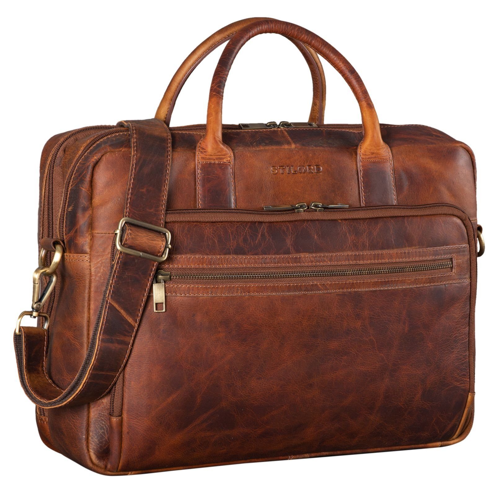 STILORD Laptoptasche "Dawson" Leder Aktentasche Umhängetasche