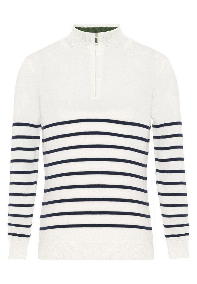 Felix Hardy Stehkragenpullover Gestreifter Pullover mit halbem Reißverschluss
