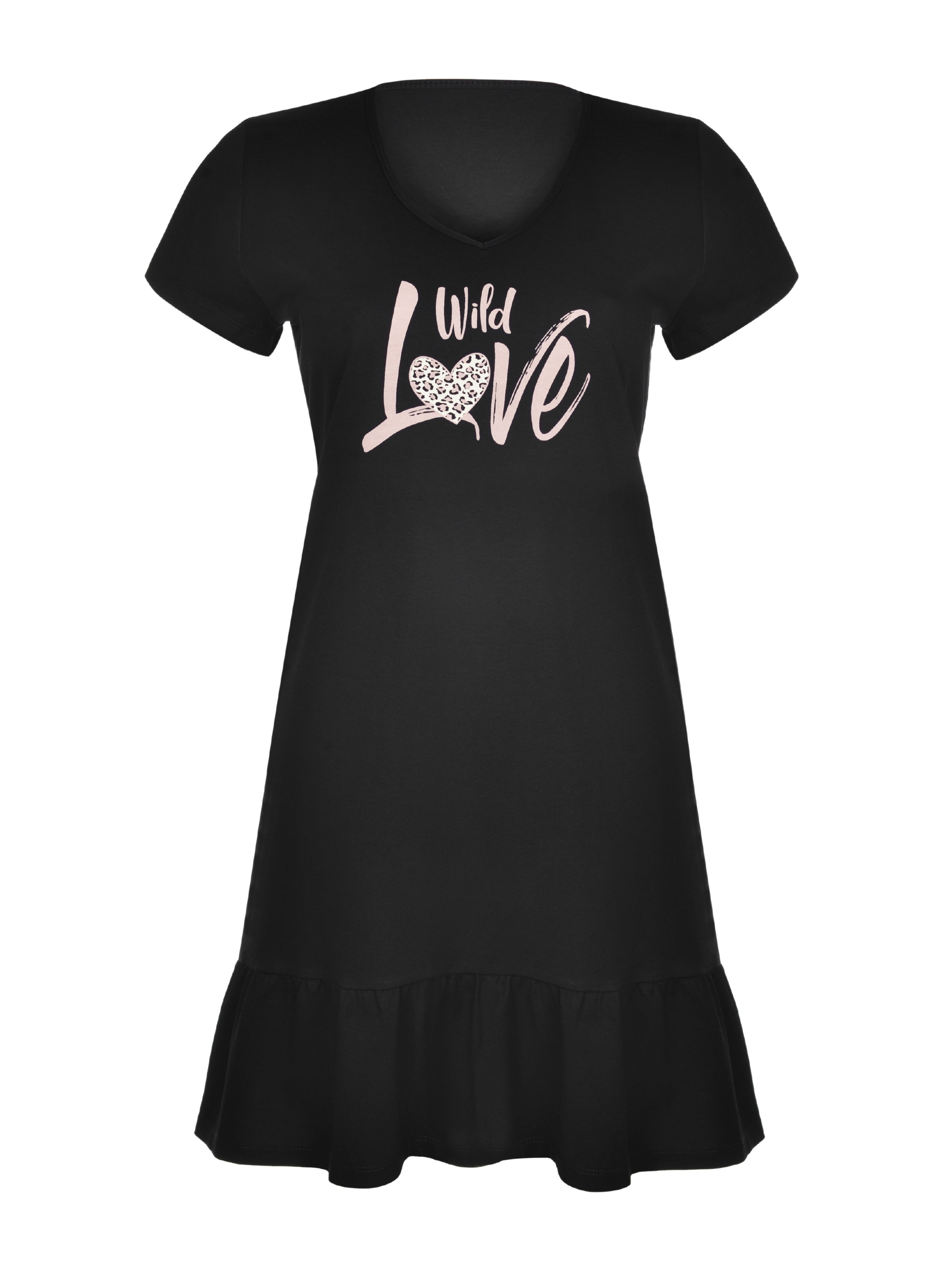 Donna Nachthemd mit Volant unifarben mit Motiv-Print Animal-Druck, reine-Ba günstig online kaufen