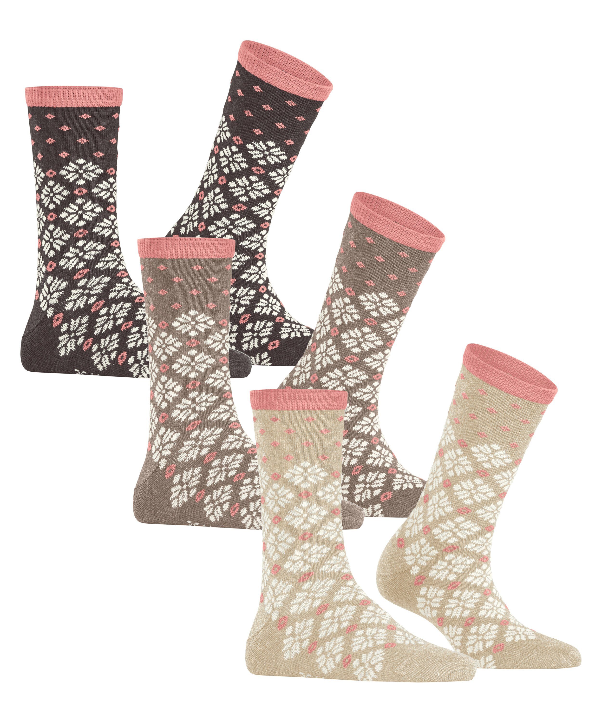 Esprit Socken Norwegian 3-Pack Socken (3-Paar) mit modischem Norwegermuster