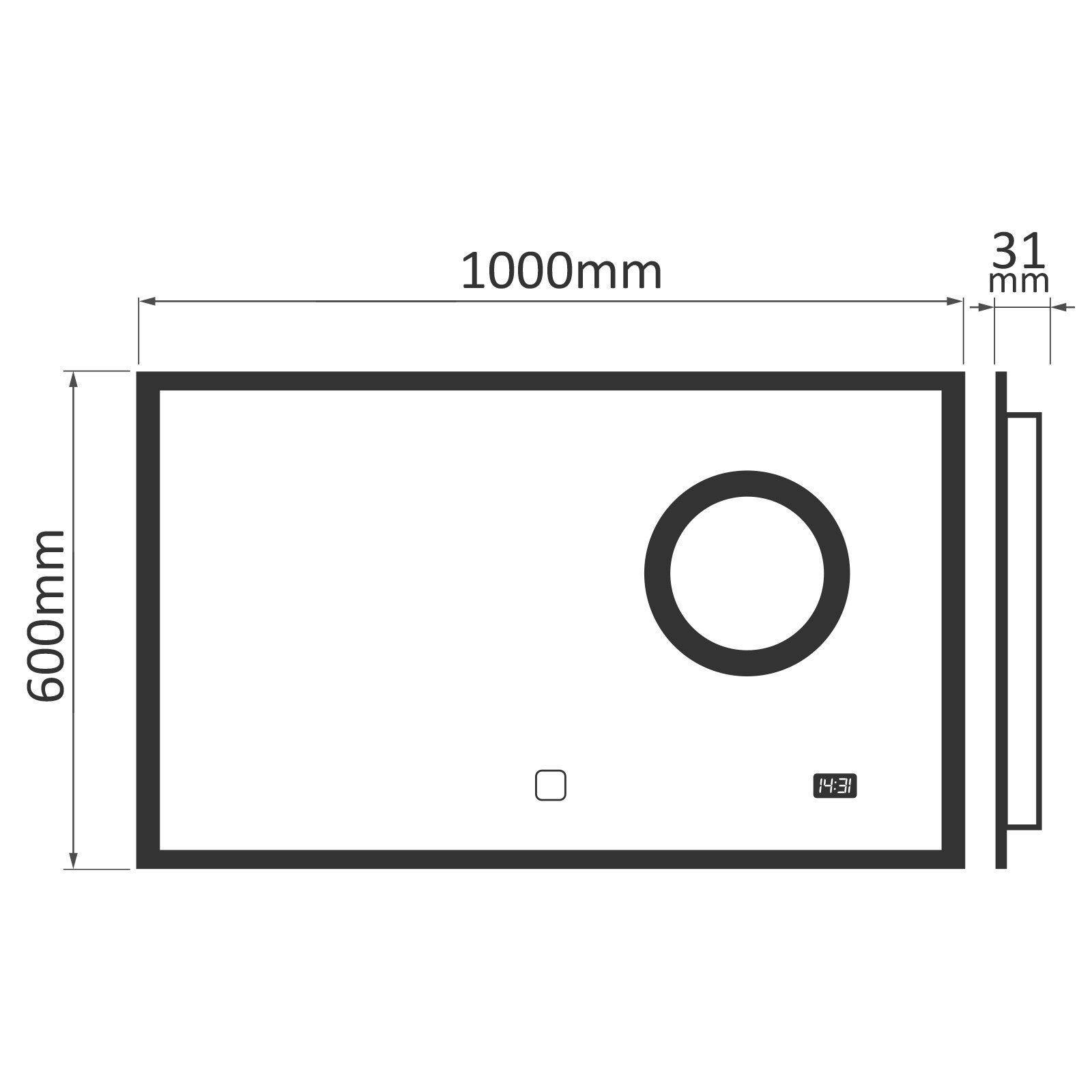 Badezimmerspiegelschrank Uhr Badspiegel & - Badezimmerspiegel Digitaluhr - Touchschalter, mit Aquamarin LED Kosmetikspiegel