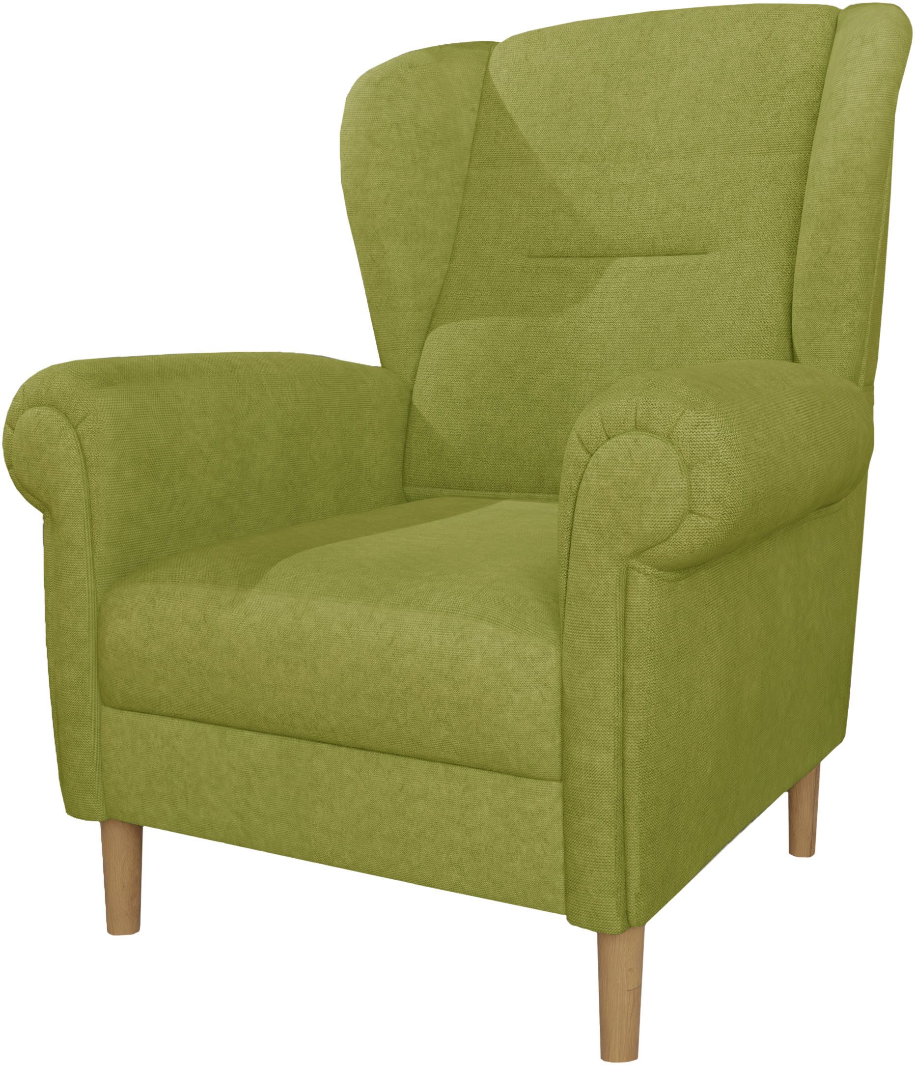 Home affaire Ohrensessel OSTIANO B/T/H: 80/82/98 cm, Sessel, Einzelstück, dicke geschwungene Armlehnen, uni und kariert