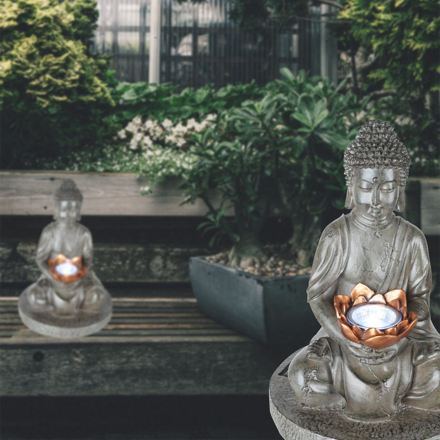Deko Stein Leuchte Buddha Außen Garten Solarlampe Solarleuchte LED Globo GLOBO Solarleuchte