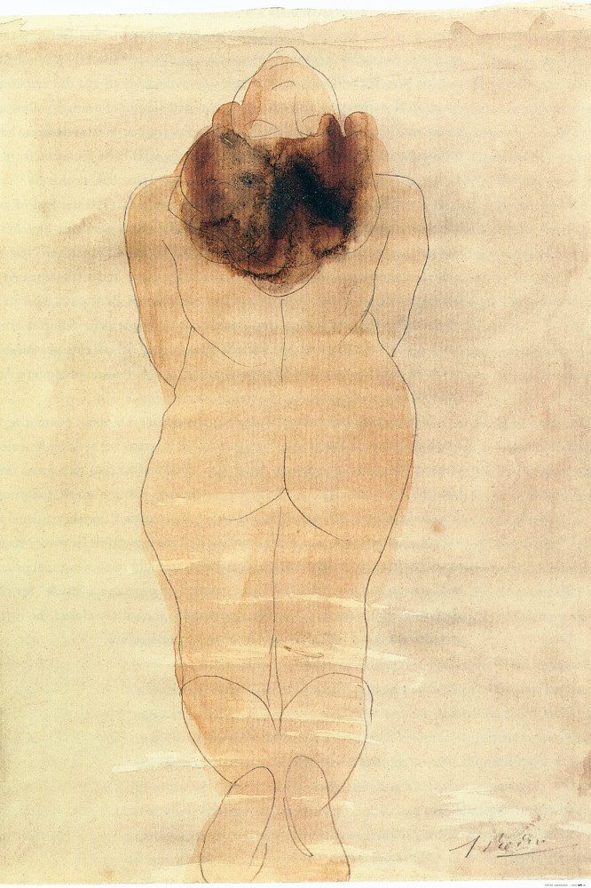 Poster Auguste Rodin Kunstdruck Bild - Kniende Frau (120 x 80 cm)
