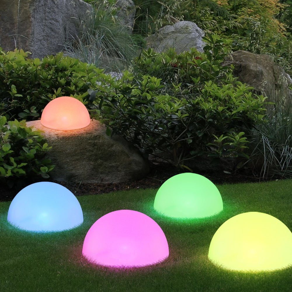 6x RGB LED Solar Außen Steck Lampen Farbwechsel Leuchten Garten Kugel Strahler 