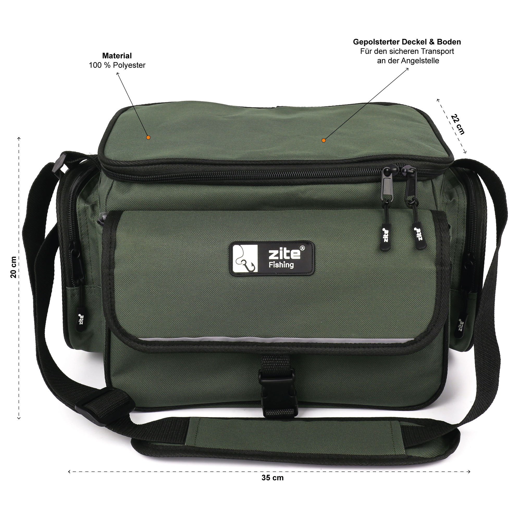 Zite Schultertasche mit 4 Boxen 35x22x20cm als Angeltasche mit Tragegurt günstig online kaufen
