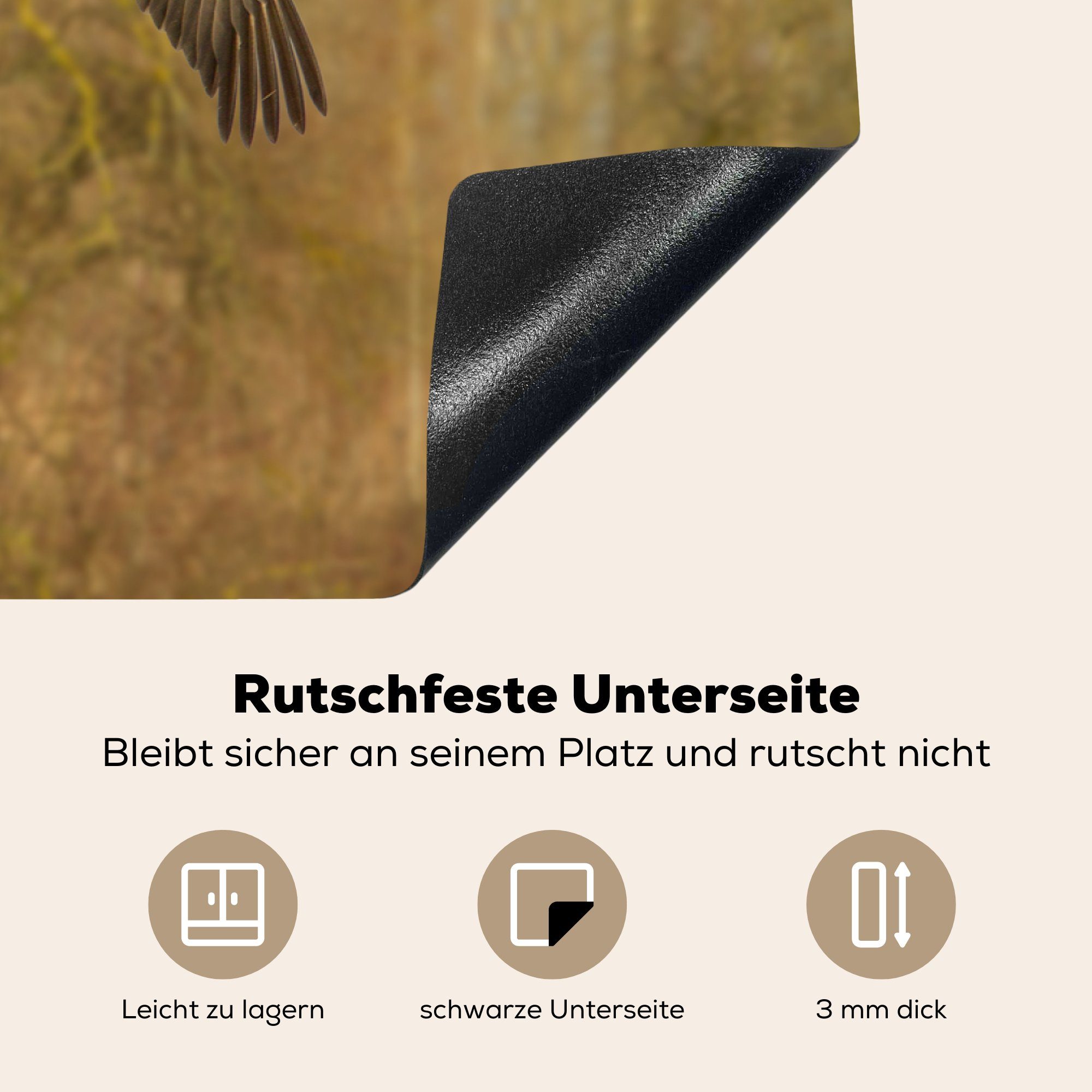 MuchoWow die Induktionskochfeld 81x52 Hintergrund, mit Kraniche einem Ceranfeldabdeckung für cm, tlg), Vinyl, (1 Zwei Herdblende-/Abdeckplatte europäische als Wald küche, Schutz