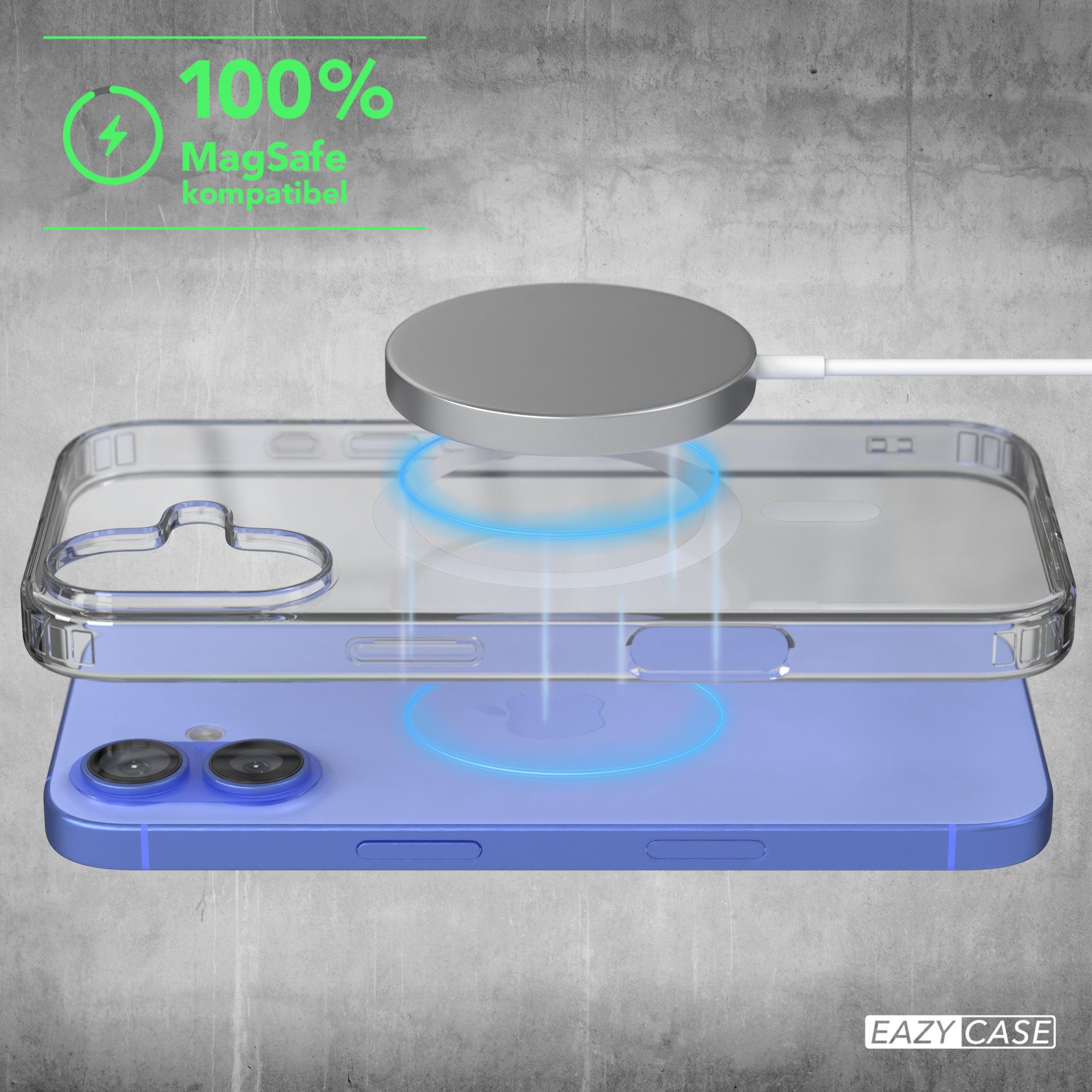 EAZY CASE Handyhülle Transparente Hülle mit MagSafe für iPhone 16 6,1 Zoll, Back Cover, Bumper Case, Handy Schutzhülle Kameraschutz, Durchsichtig – Bild 3 von 5