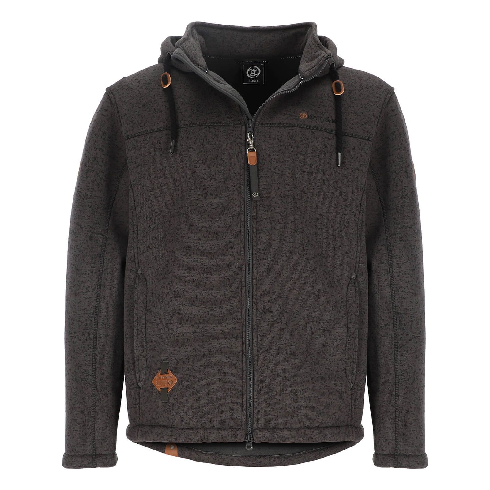 Dry Fashion Fleecejacke Helgoland Herren Wollfleece-Jacke Kapuze - Jacke Fleece Übergansjacke Windabweisend, Verstellbare Kapuze, Reißverschlusstaschen, Innentasche