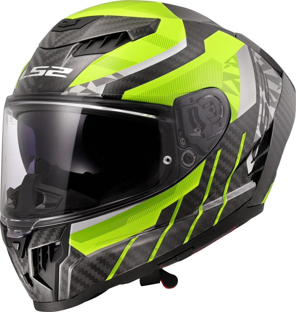 LS2 Motorradhelm FF807 Dragon Trax Carbon Helm, vorbereitet für Kommunikationssystem,Notfallsystem-Polsterung (EQ