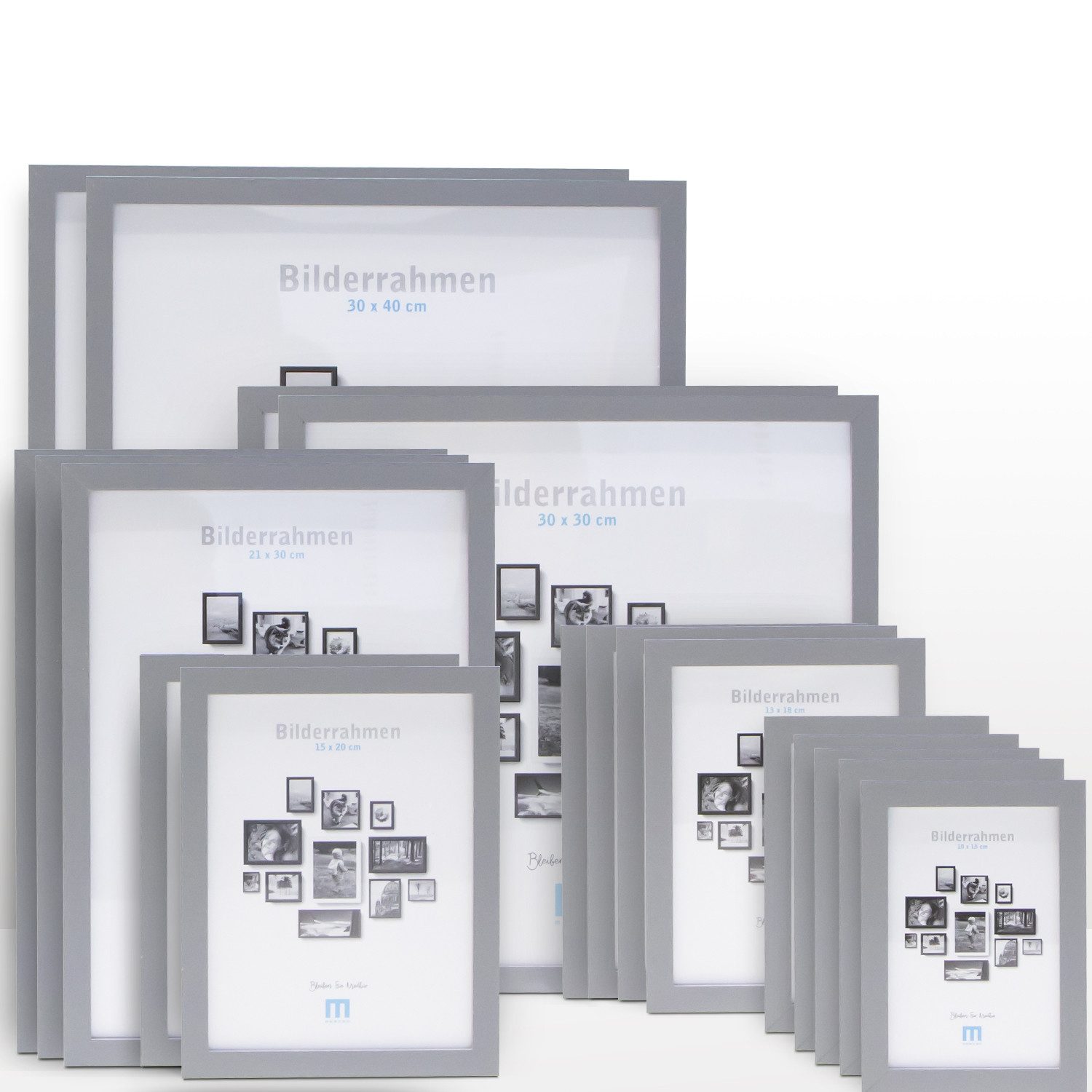 M MERCEO Bilderrahmen, 17-tlg. Bilderrahmen-Set Grau günstig online kaufen