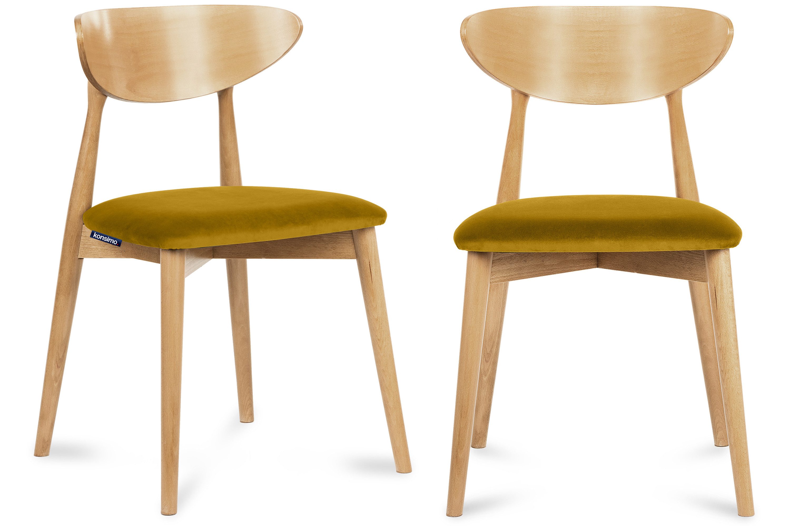 KONSIMO® Holzstuhl RABI Esszimmerstühle, hergestellt in der EU (Set, 2 St), Gestell aus Massivholz, fertigmontiert, Japandi