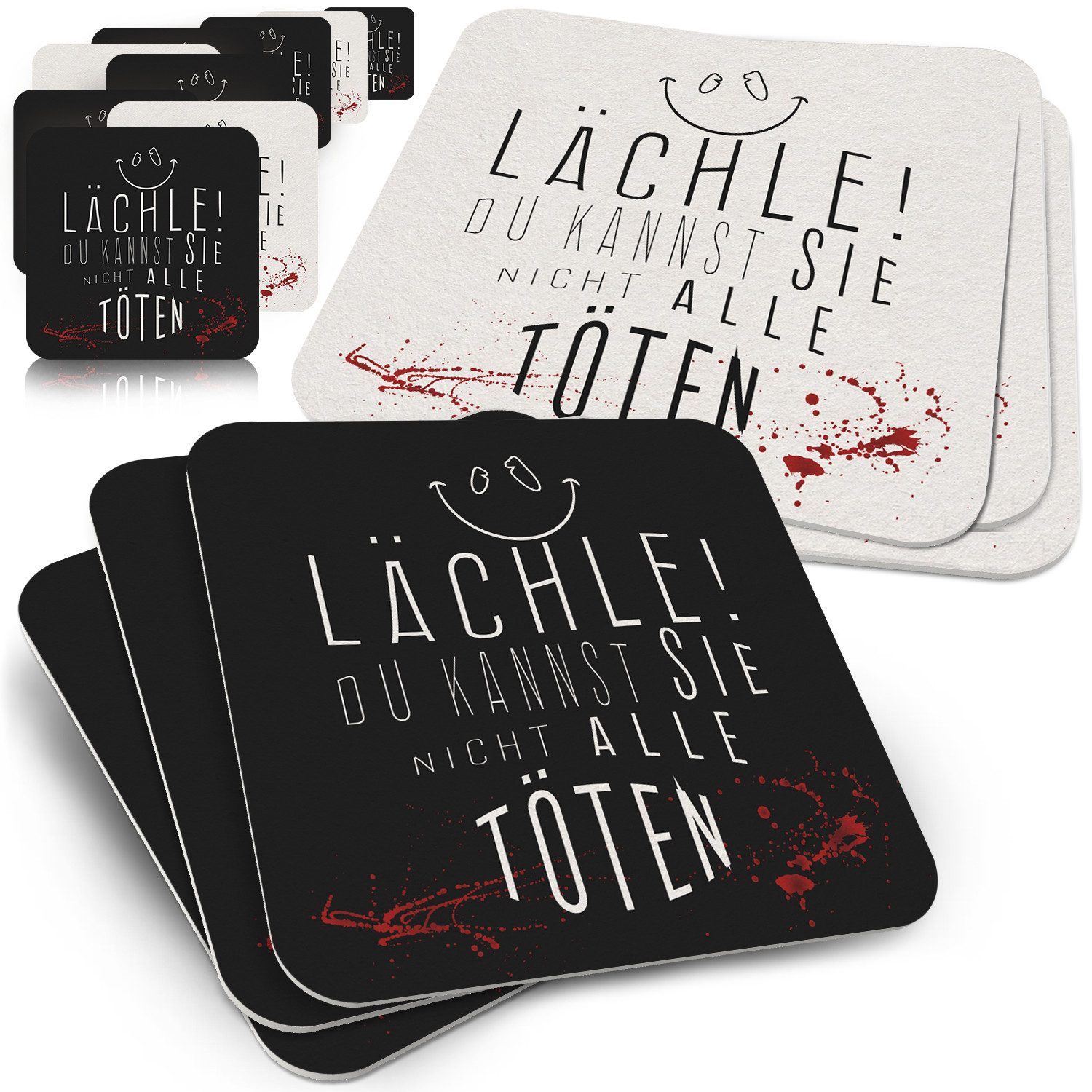 Bierdeckel 50x Lächle, Du kannst sie nicht alle töten - Witzige Bierdeckel