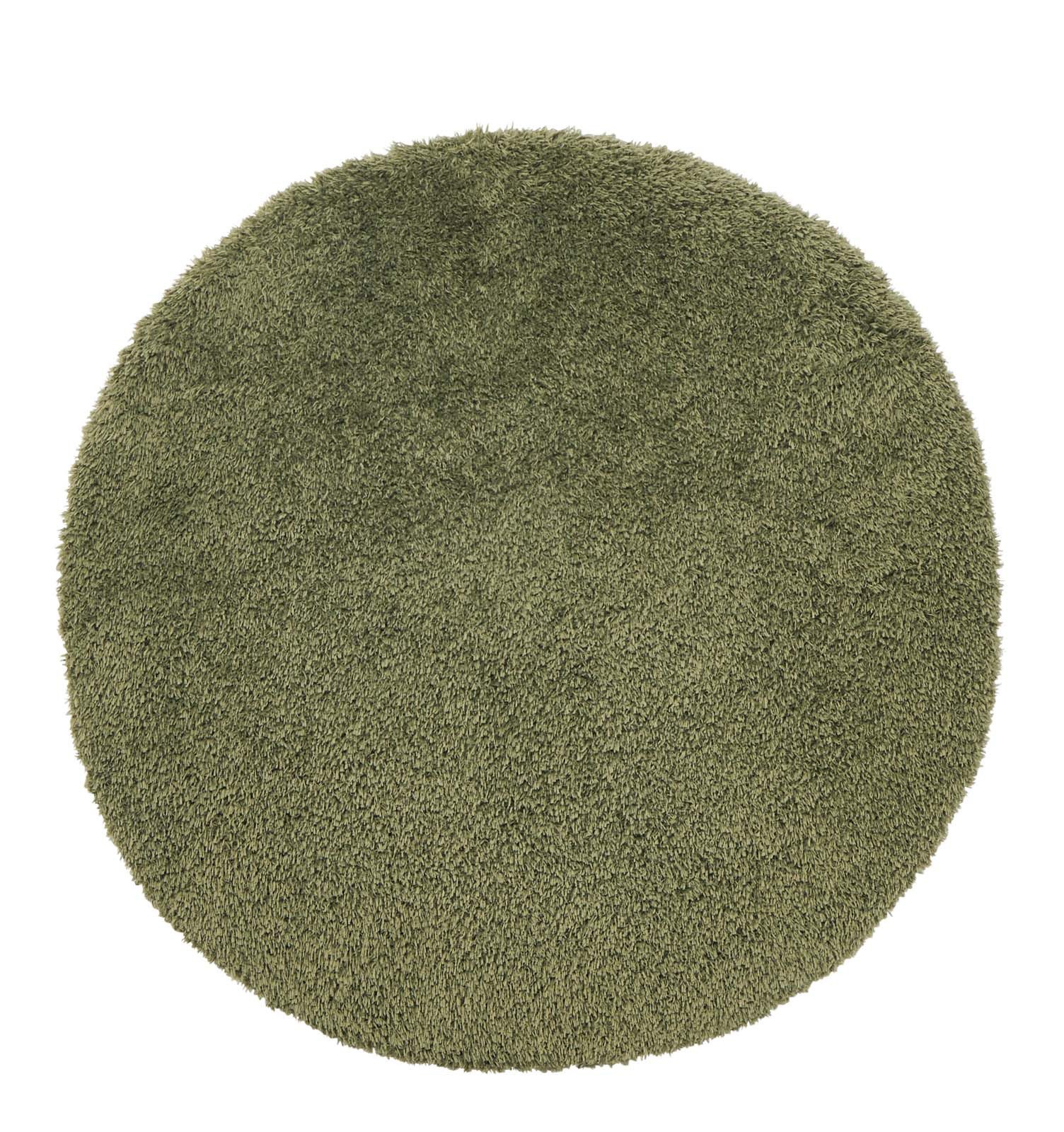 TaCa Home Flokati-Teppich Flokati Langflorteppich Shaggy Gruen – Hochflor 52 mm, rund, Höhe: 52 mm, Wohnzimmer Schlafzimmer Esszimmer, grün - 200 x 200 cm
