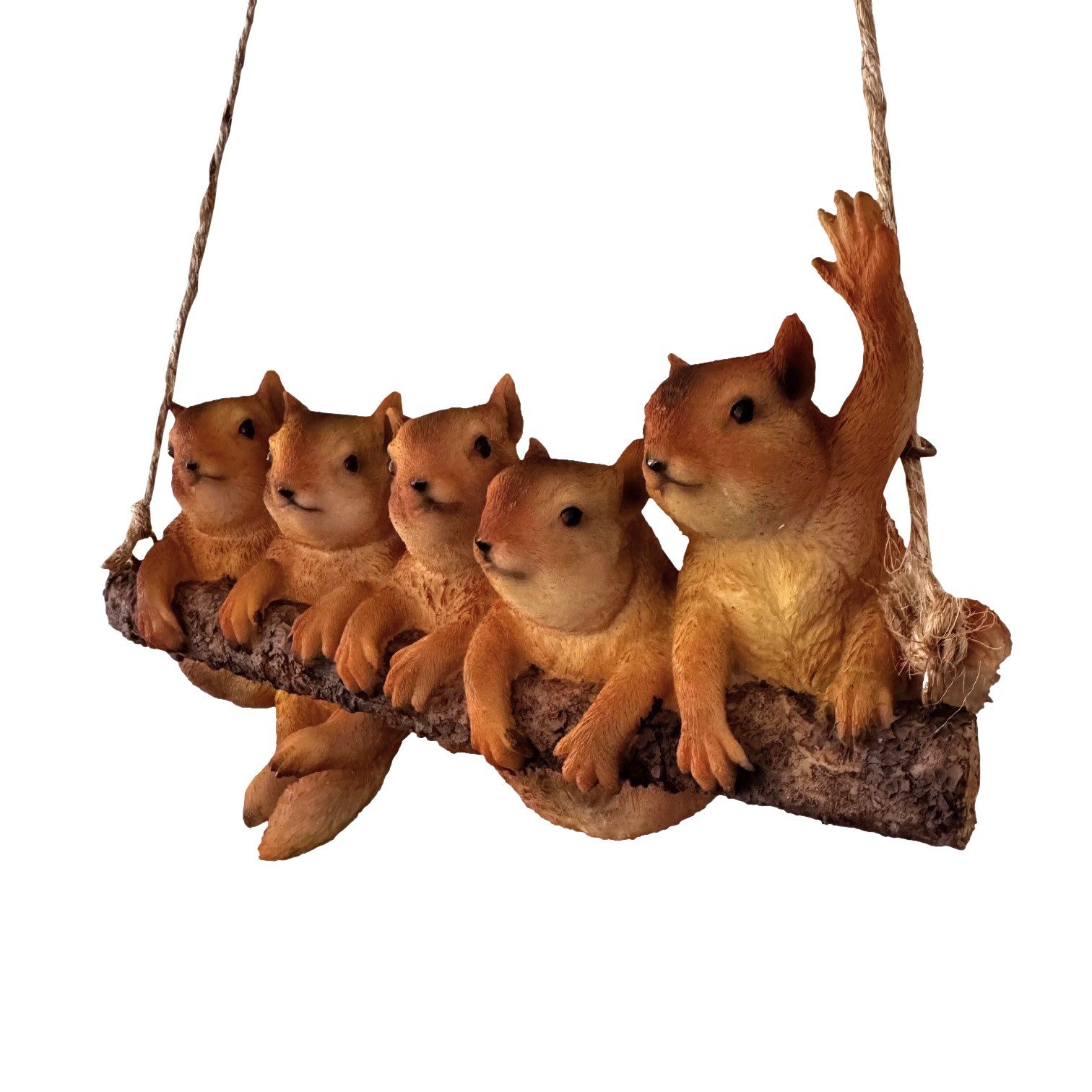 Online-Fuchs Gartenfigur für außen - 5 Eichhörnchen zum Aufhängen - Deko Figuren, (21,5 cm groß, wetterfest), süße Gartendekoration im Frühling, Sommer & Herbst