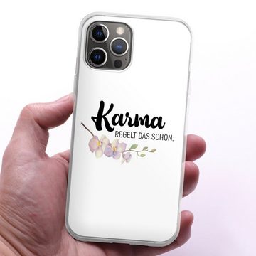 DeinDesign Handyhülle Karma regelt das schon, Apple iPhone 12 Pro Max Silikon Hülle Bumper Case Handy Schutzhülle