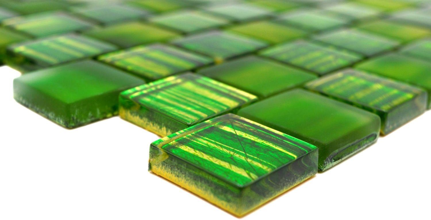Mosani Mosaikfliesen Mosaik Fliese grün Transluzent Milchglas klar Glasmosaik Crystal matt