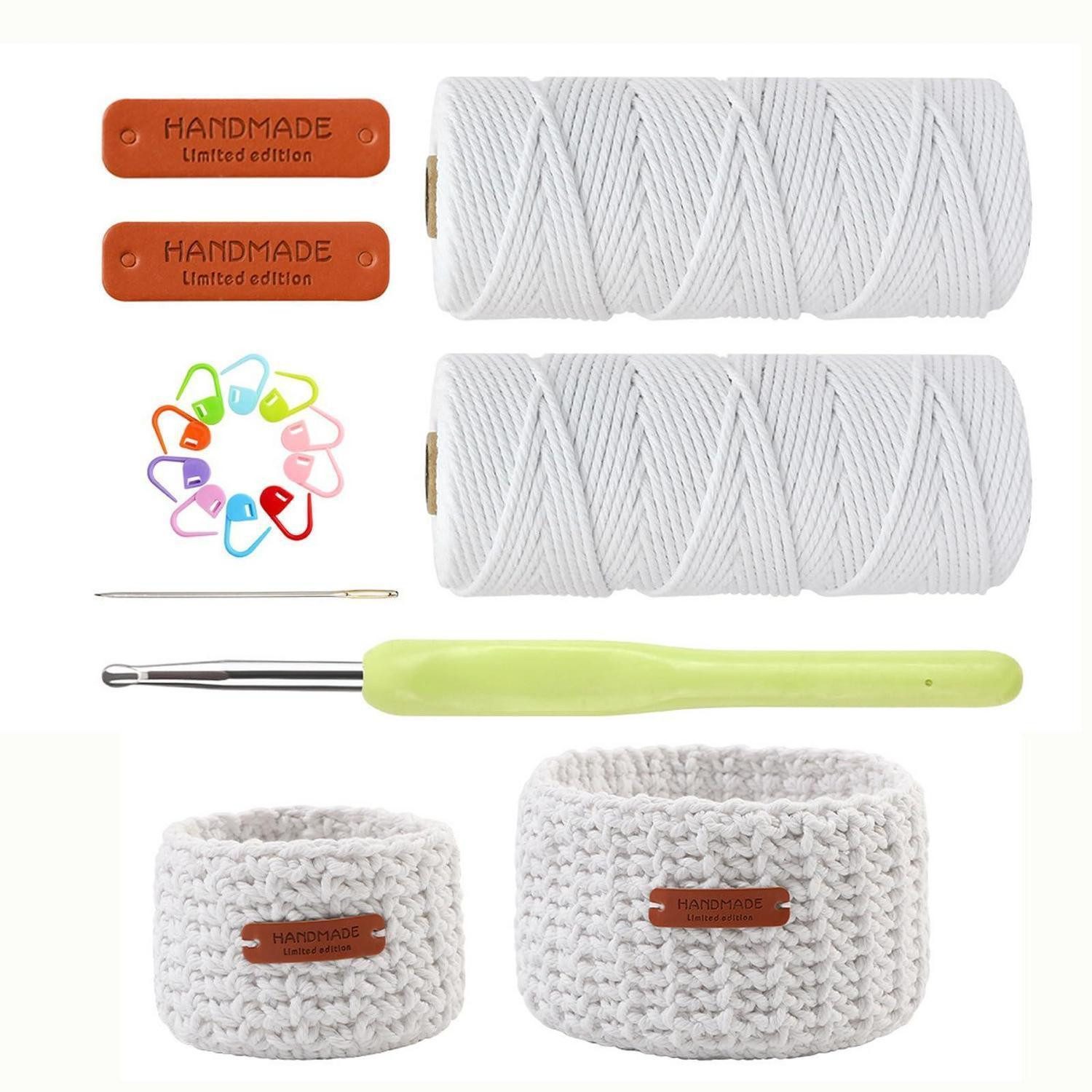 LuxusKollektion Häkelnadeln Häkelkörbe Set für Anfänger mit Garn & Anleitung, 1 St.