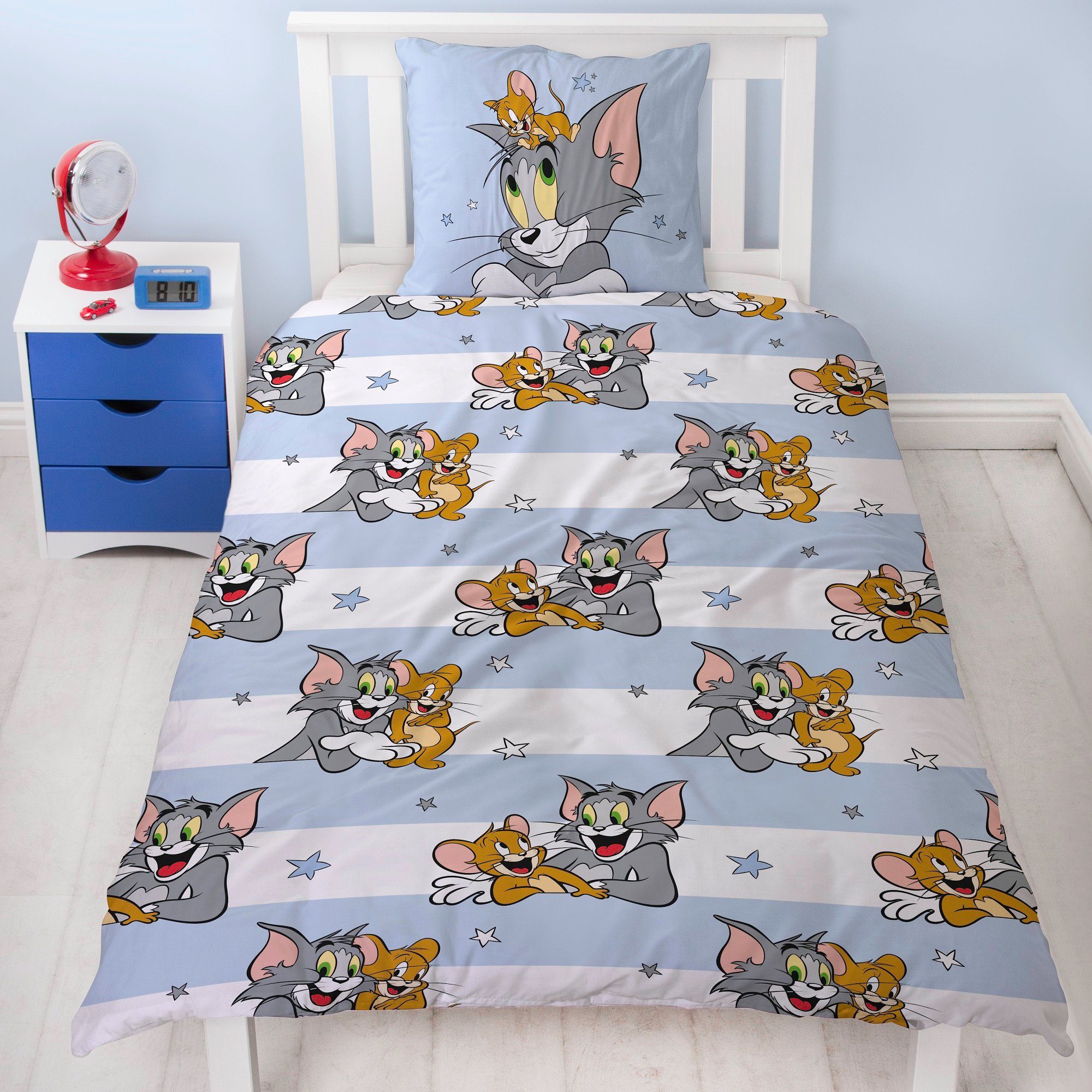 Familando Kinderbettwäsche Tom und Jerry "Mäusejagd" 135x200 + 80x80 cm aus günstig online kaufen